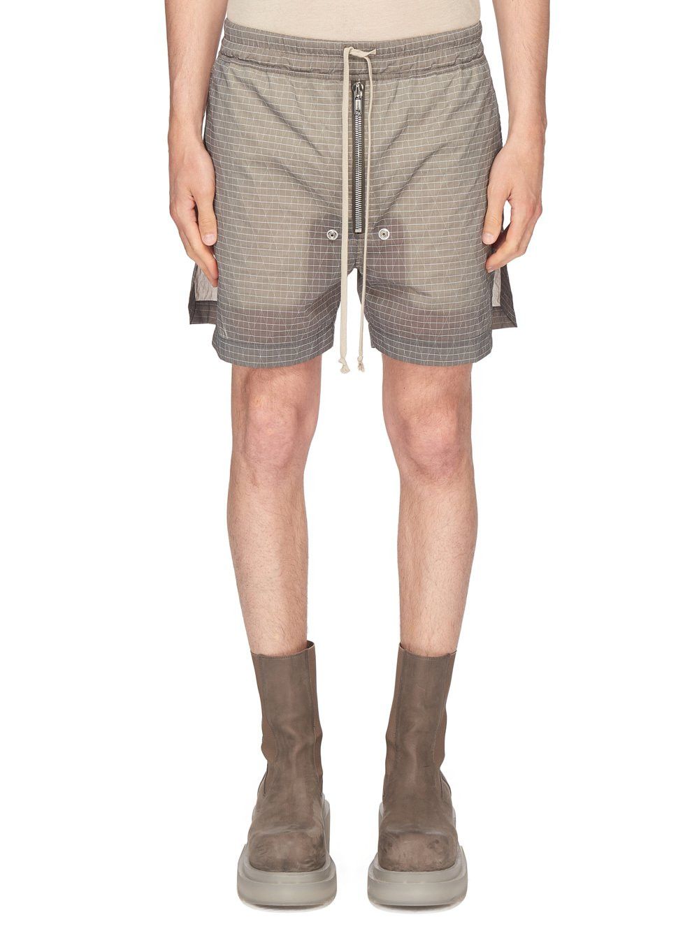 image of Rick Owens Shorts Cargo Pod Boxer Drop Crotch in Grey, Men's (Size 34)