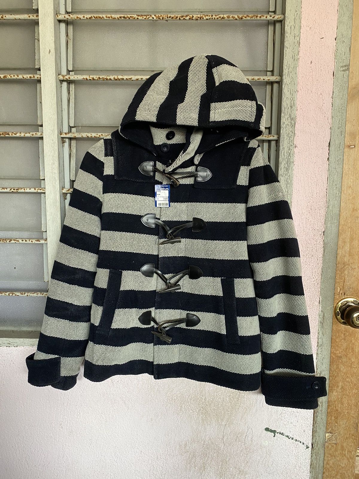 Japanese Brand AW X-Girl Striped Duffle Jacket Size M / US 6-8 / IT 42-44 - 5 Thumbnail