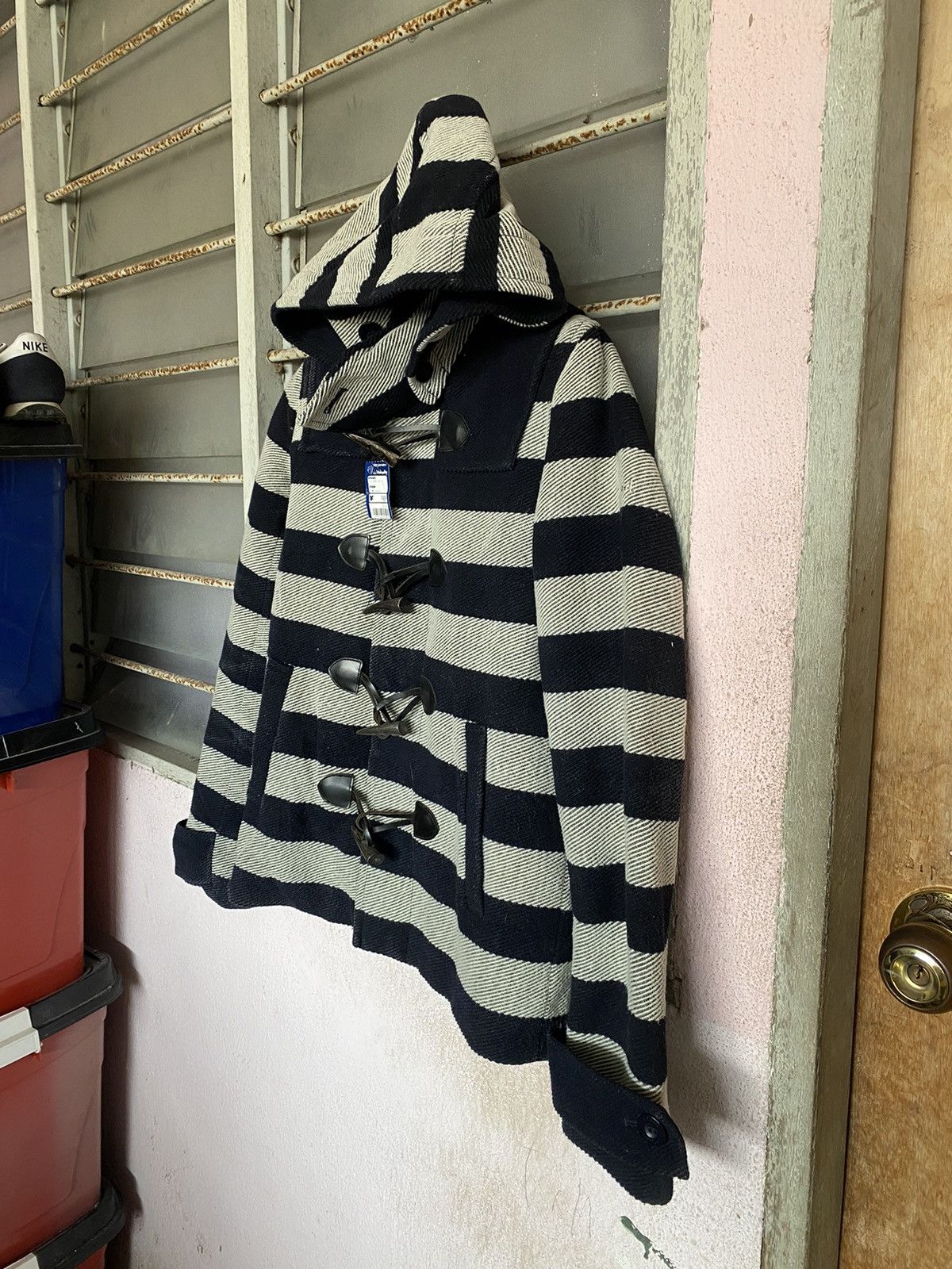 Japanese Brand AW X-Girl Striped Duffle Jacket Size M / US 6-8 / IT 42-44 - 3 Thumbnail