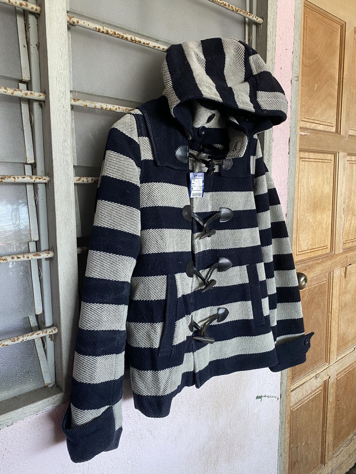 Japanese Brand AW X-Girl Striped Duffle Jacket Size M / US 6-8 / IT 42-44 - 4 Thumbnail