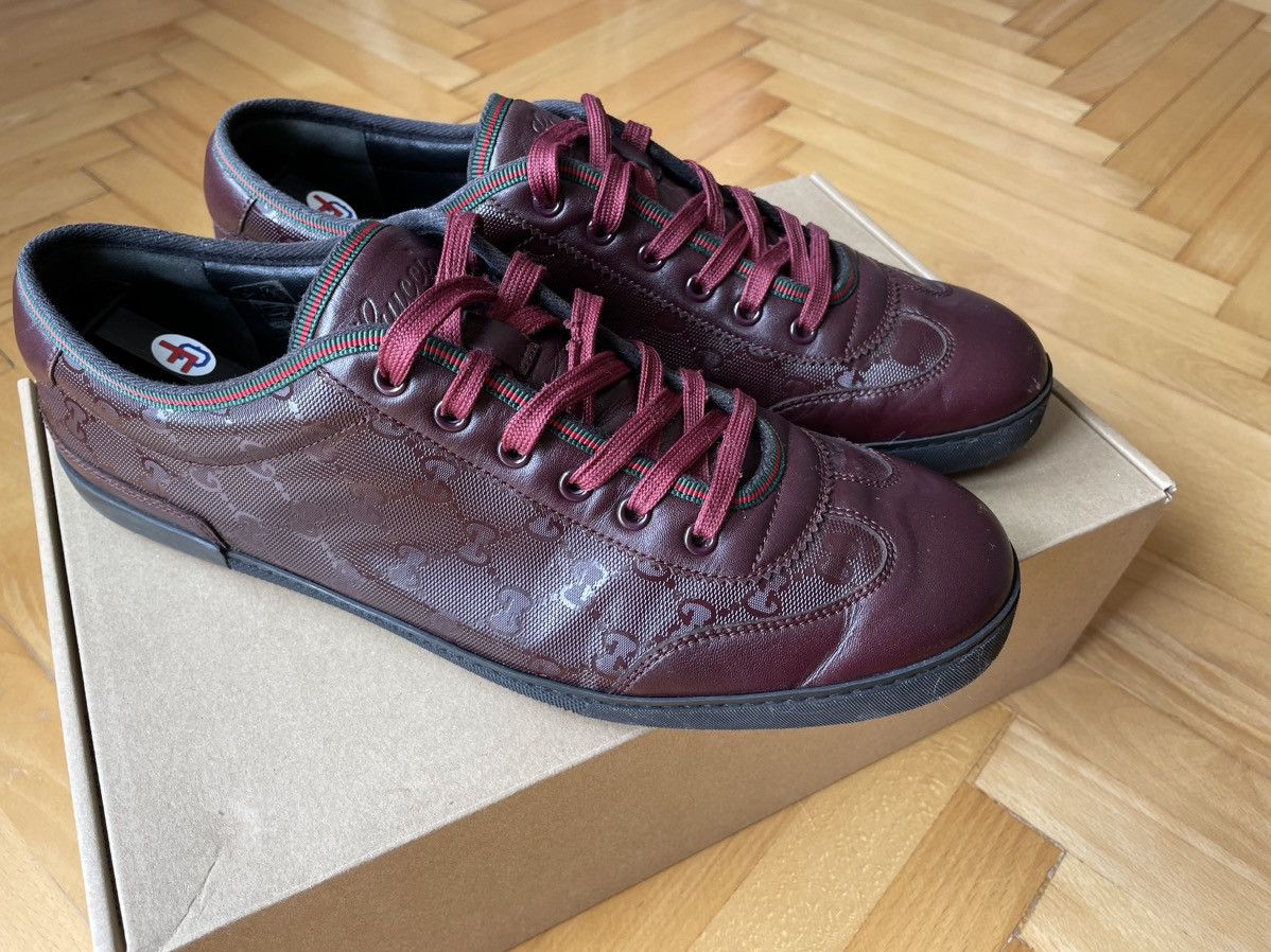 Burgundy gucci sneakers clearance
