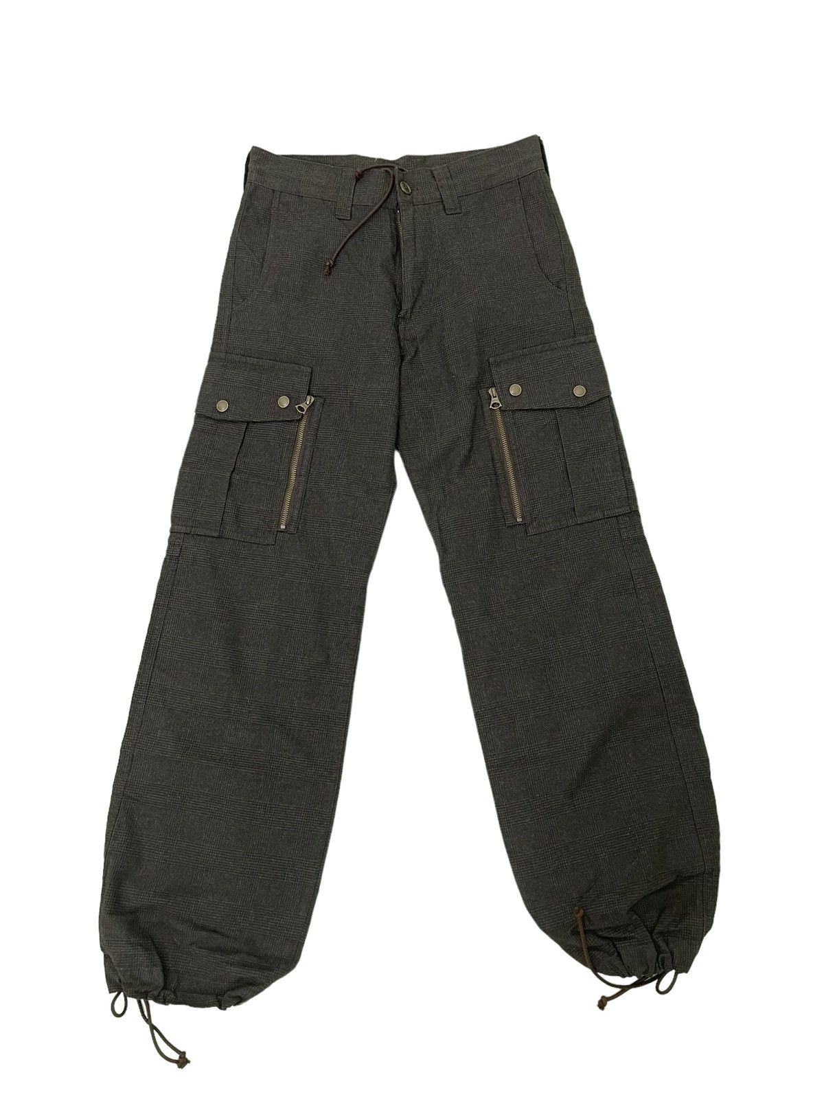 Japanese Brand Abahouse Cargo Pant Wool Blended Plaid Loose 3🟦7 Size US 30 / EU 46 - 2 Thumbnail