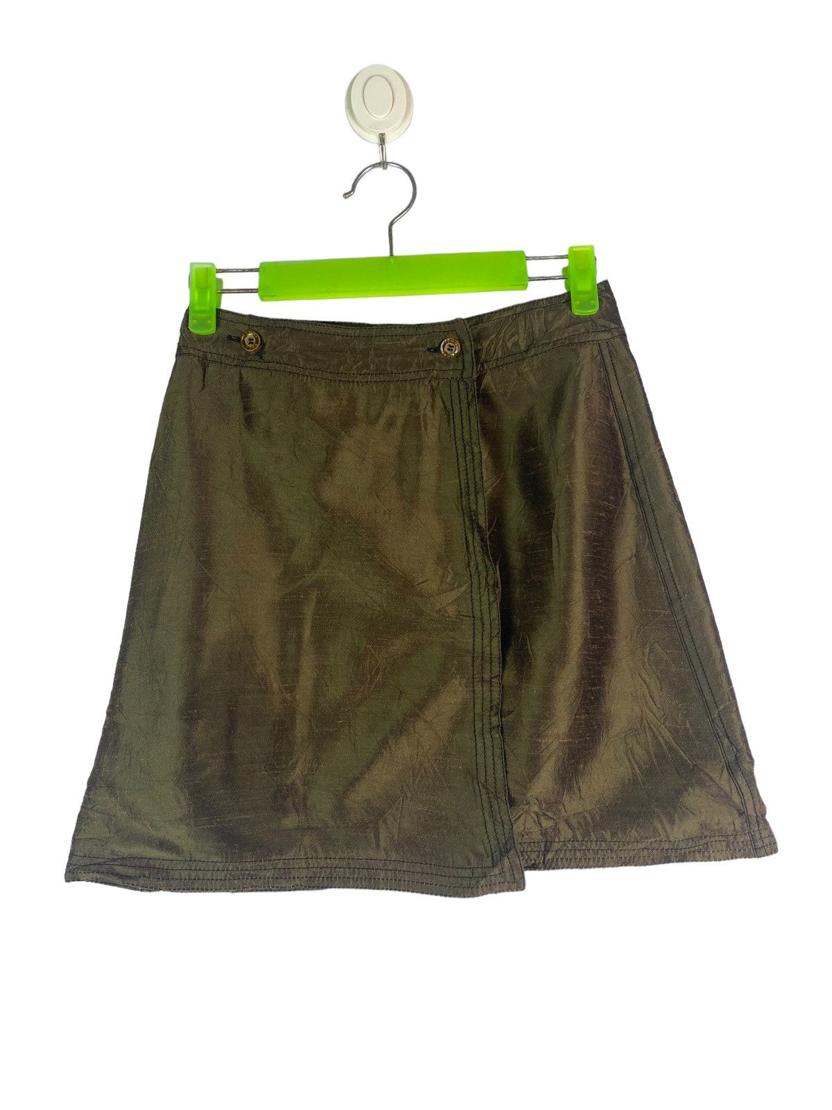 Fendi × Vintage Vtg 90s FENDI silk button mini skirt Size 26" / US 2 / IT 38 - 1 Thumbnail