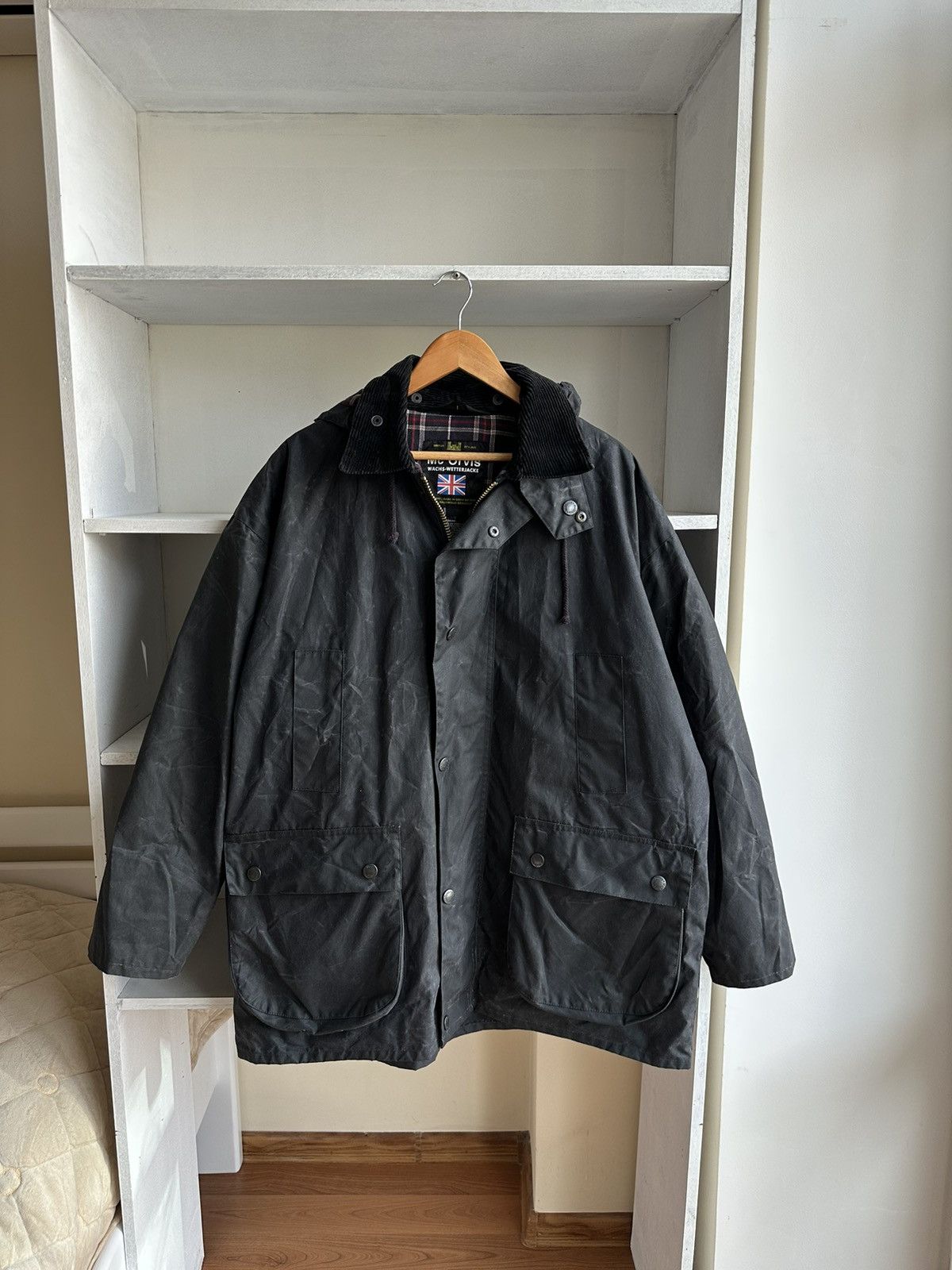 Image of Mc Orvis Waxed British Jacket Barbour Style in Black, Men's (Size XL)