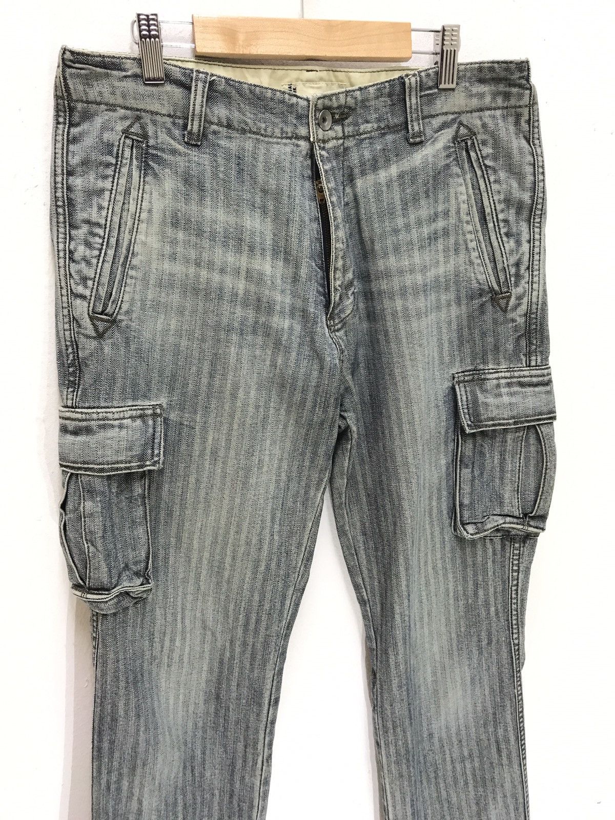 Japanese Brand Global Work Herringbones Striped Cargo Denim Regular Size US 30 / EU 46 - 1 Thumbnail