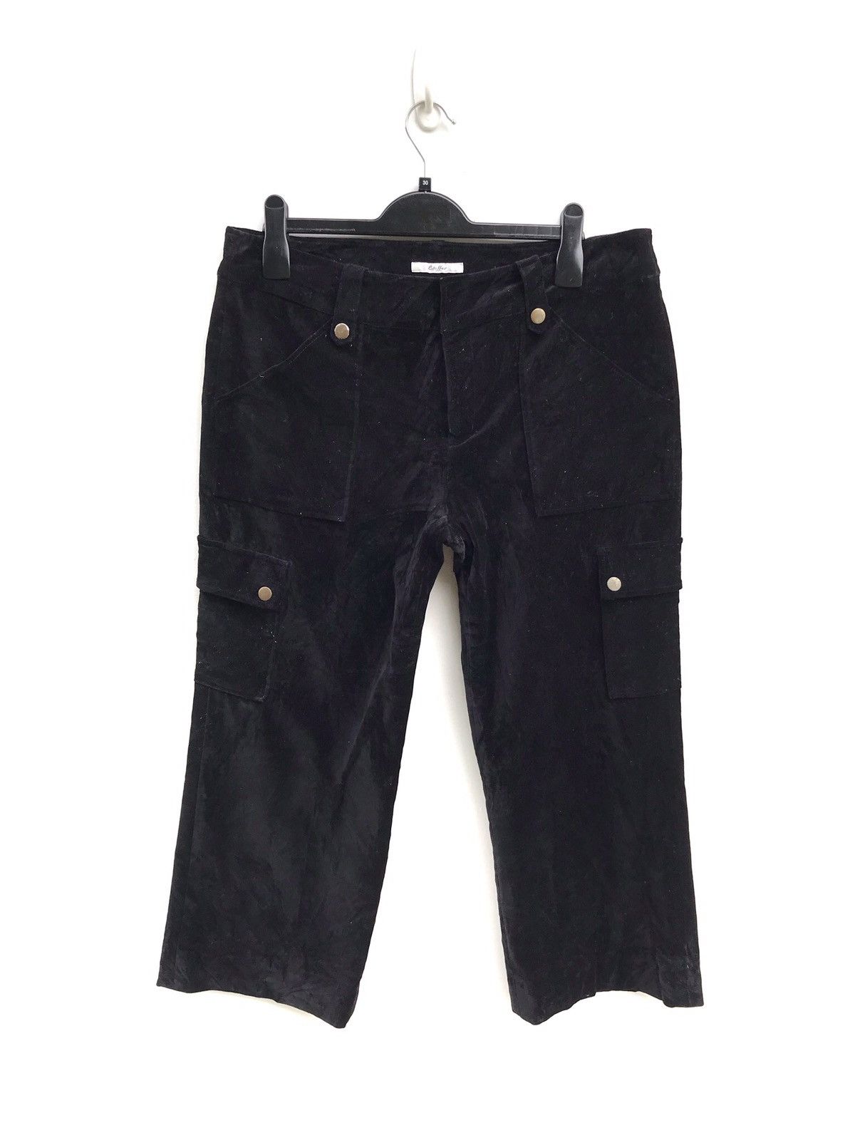 Japanese Brand × Velvet Japanese Brand étoffer Black Cropped Cargo Wide Leg Pants Size US 33 - 1 Thumbnail