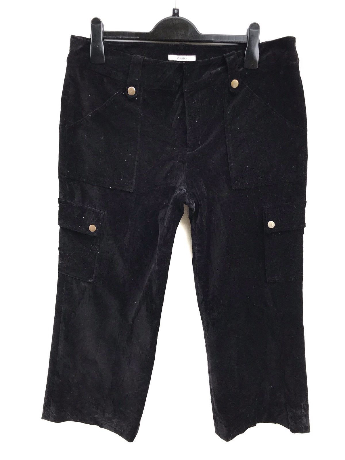 Japanese Brand × Velvet Japanese Brand étoffer Black Cropped Cargo Wide Leg Pants Size US 33 - 3 Thumbnail