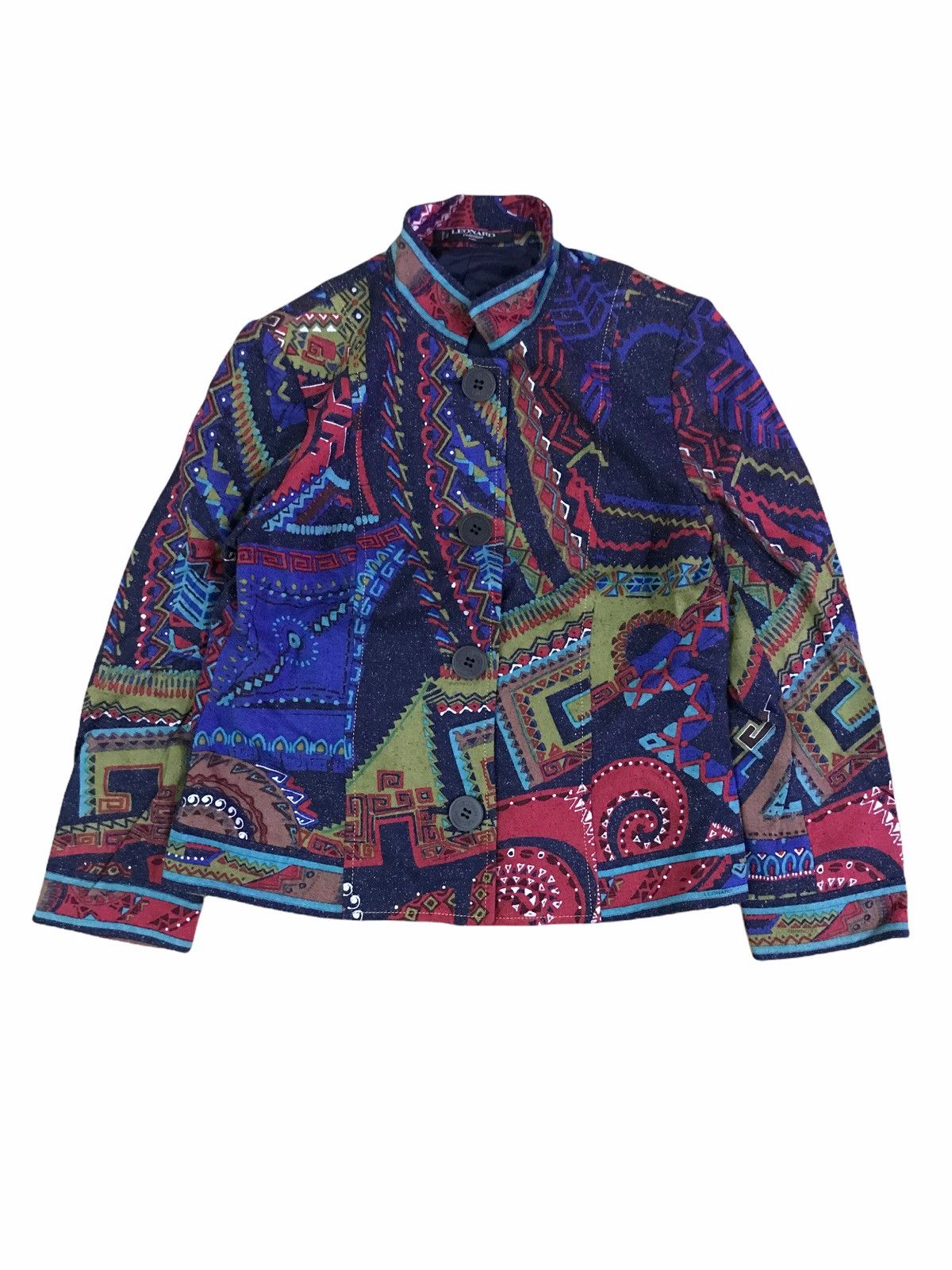 image of Vintage Leonard Paris Multicolour Bandana Denim Jacket, Men's (Size Small)