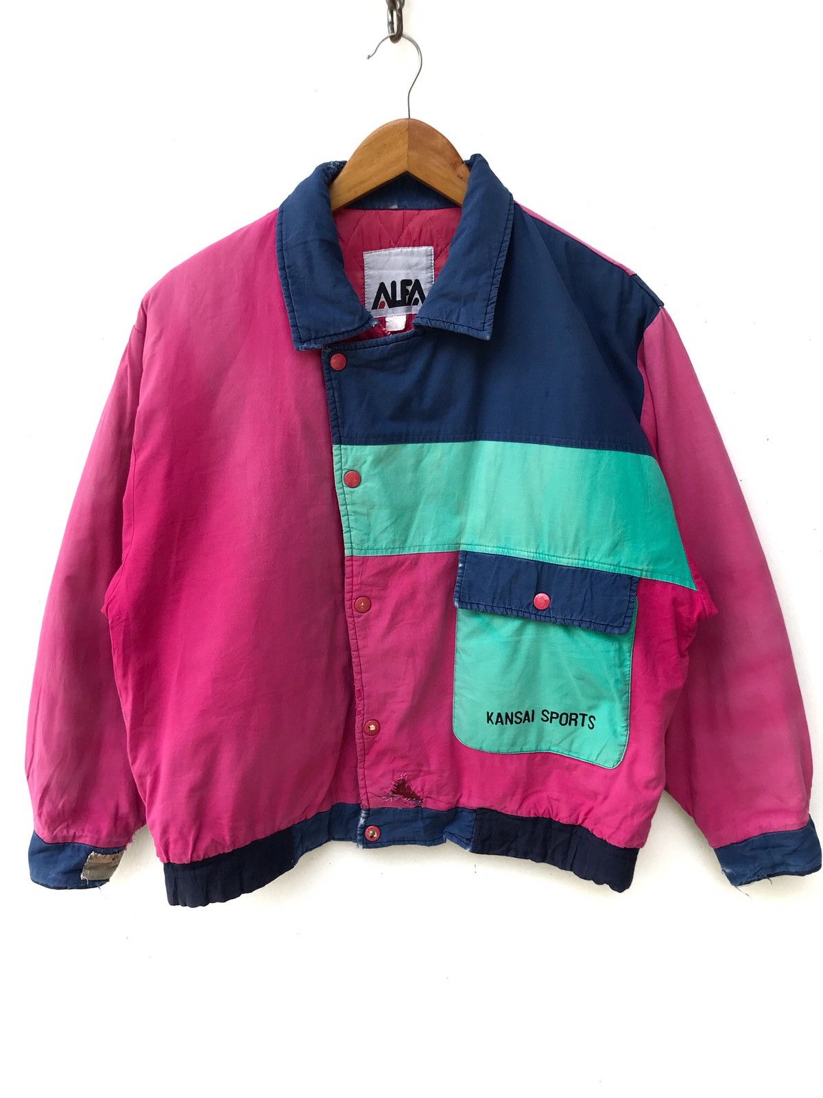 Kansai Yamamoto × Vintage Vintage 70s Kansai Sport Multicolour Button Bomber Jacket Size US M / EU 48-50 / 2 - 2 Thumbnail