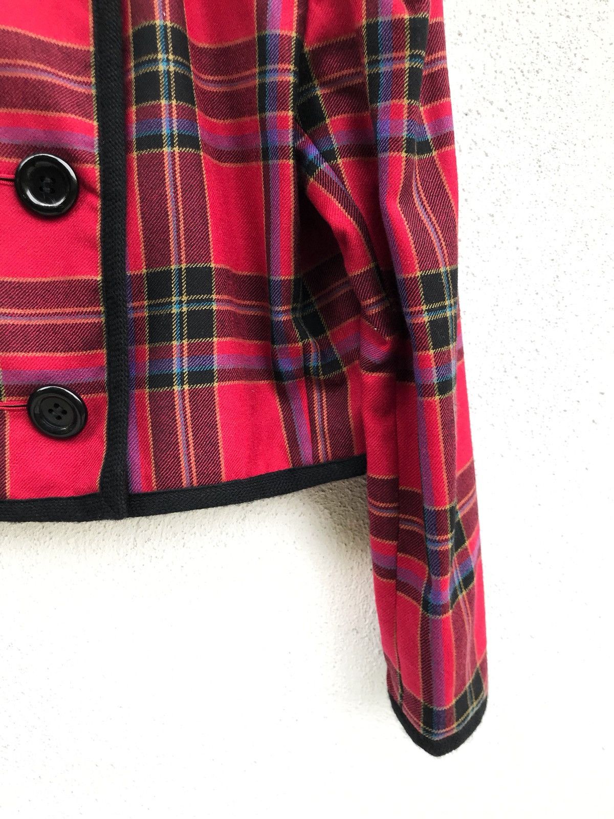 Yves Saint Laurent Vintage Yves Saint Laurent Checked Crop Wool Jacket Size US XS / EU 42 / 0 - 8 Thumbnail
