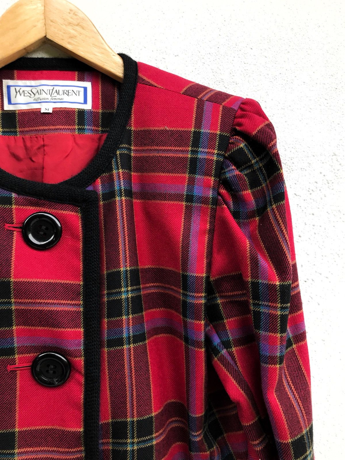 Yves Saint Laurent Vintage Yves Saint Laurent Checked Crop Wool Jacket Size US XS / EU 42 / 0 - 2 Thumbnail