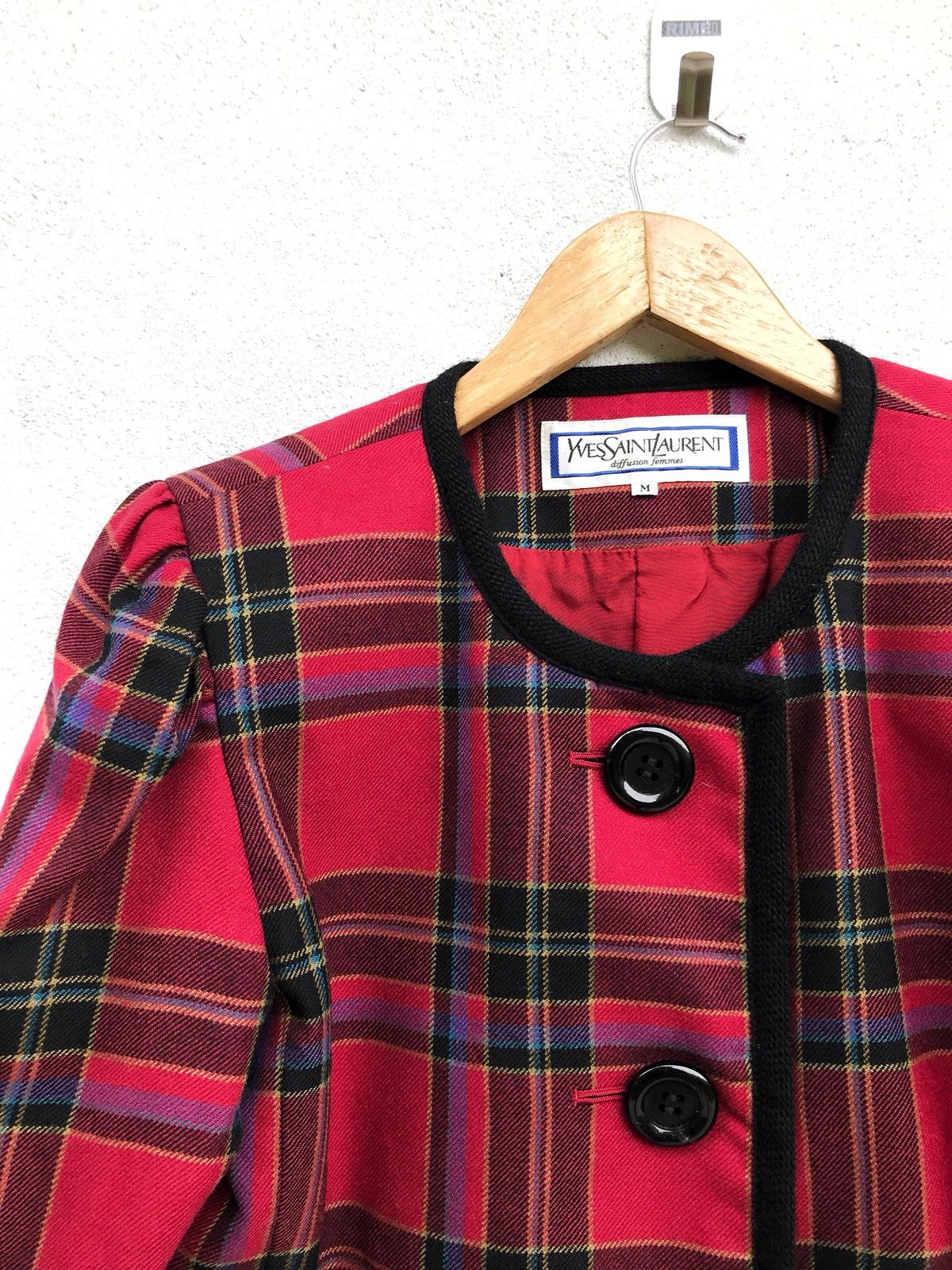Yves Saint Laurent Vintage Yves Saint Laurent Checked Crop Wool Jacket Size US XS / EU 42 / 0 - 7 Thumbnail