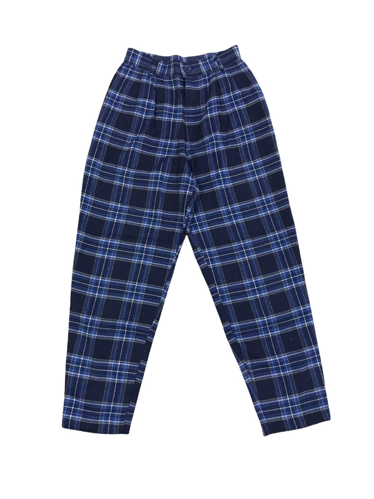 Japanese Brand × Vintage Vintage Japanese Brand Blue Tartan Checkered Plaid Pants Size US 26 / EU 42 - 1 Thumbnail