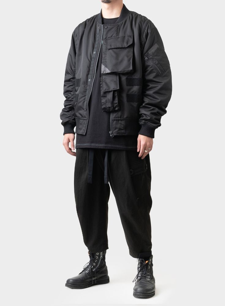 image of Guerilla Group x Guerrilla Group 18F-Es-Jj01-Bl Transformation Bomber Vest in Black (Size Medium)