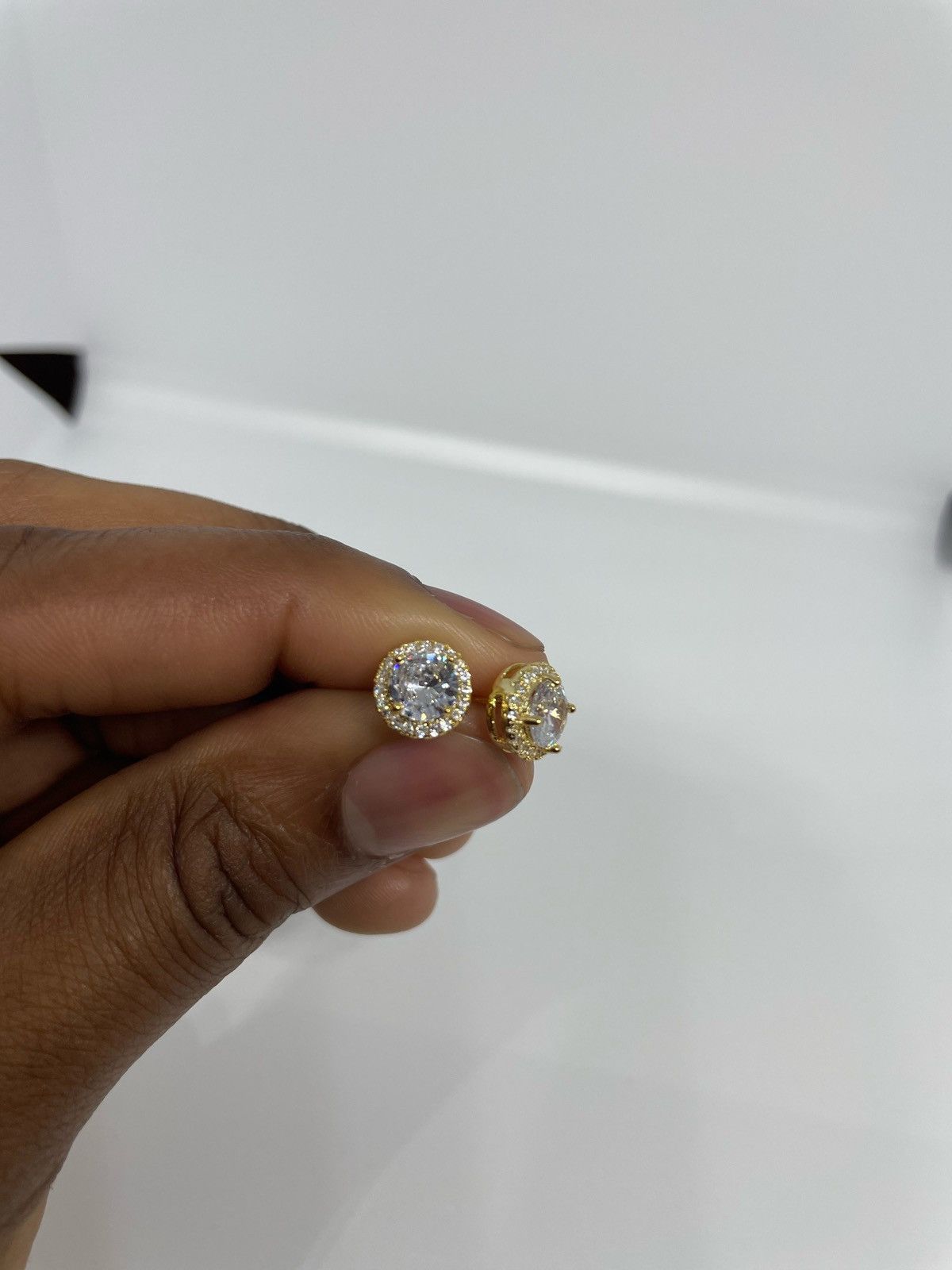 Jewelry 18k gold or Silver iced out 9mm halo earrings Size ONE SIZE - 2 Thumbnail