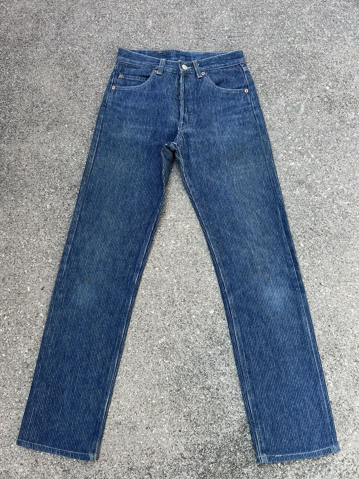 Levi's RARE!! Vintage 80s Levi’s 501 Striped Twill Blue Denim Jeans Size US 28 / EU 44 - 1 Thumbnail