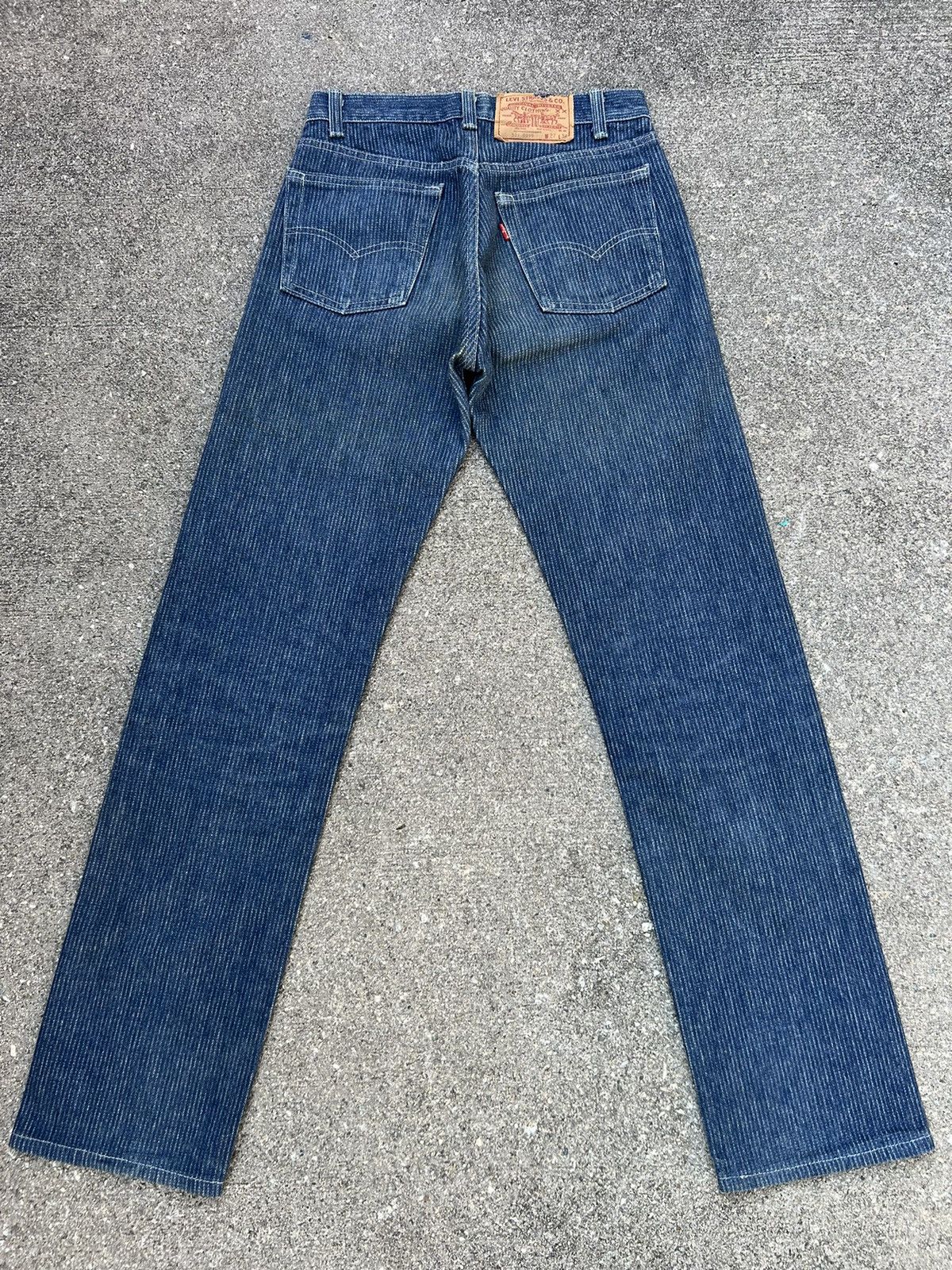 Levi's RARE!! Vintage 80s Levi’s 501 Striped Twill Blue Denim Jeans Size US 28 / EU 44 - 5 Thumbnail