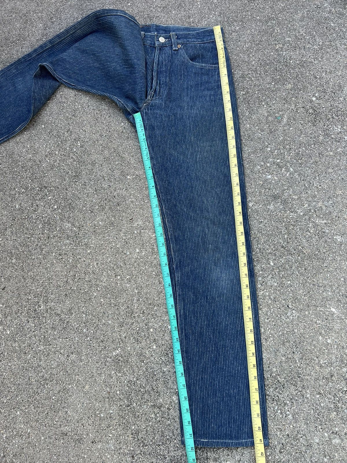 Levi's RARE!! Vintage 80s Levi’s 501 Striped Twill Blue Denim Jeans Size US 28 / EU 44 - 4 Thumbnail