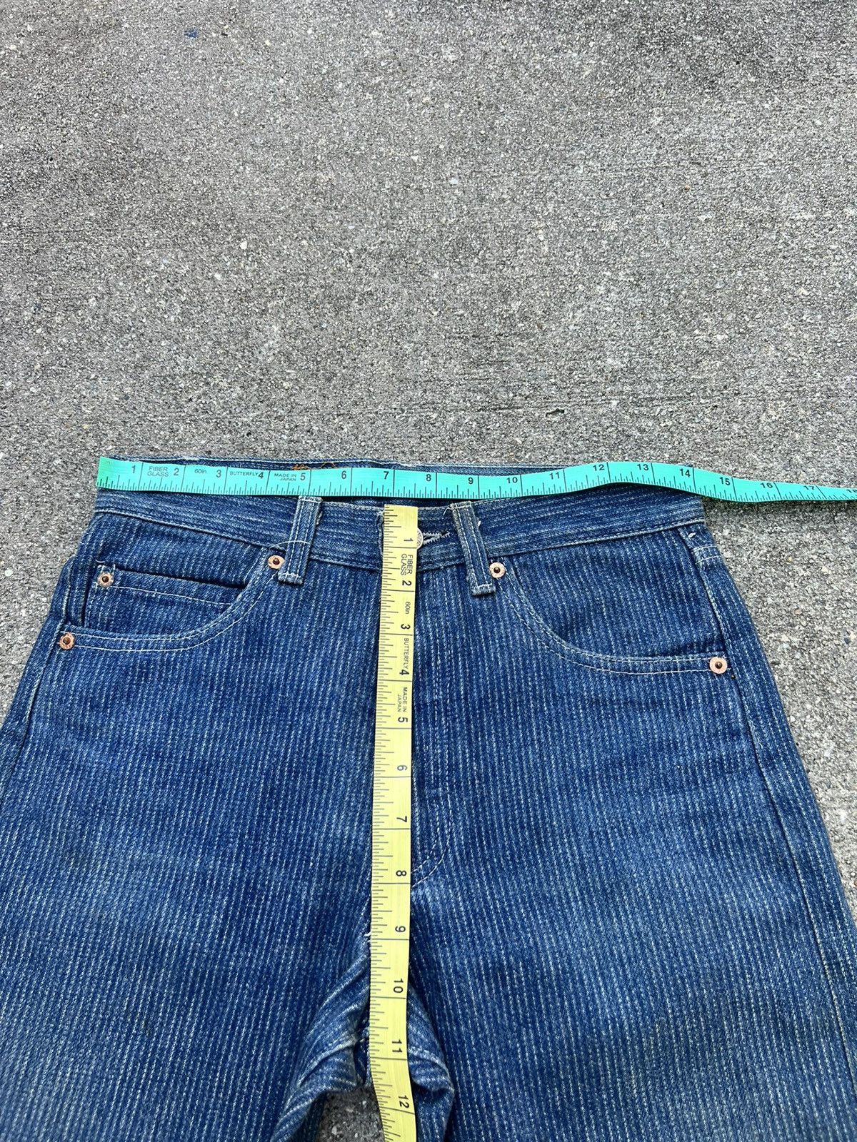 Levi's RARE!! Vintage 80s Levi’s 501 Striped Twill Blue Denim Jeans Size US 28 / EU 44 - 2 Thumbnail