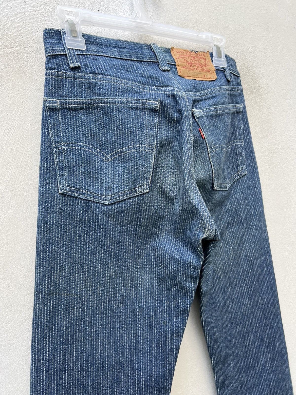 Levi's RARE!! Vintage 80s Levi’s 501 Striped Twill Blue Denim Jeans Size US 28 / EU 44 - 17 Thumbnail
