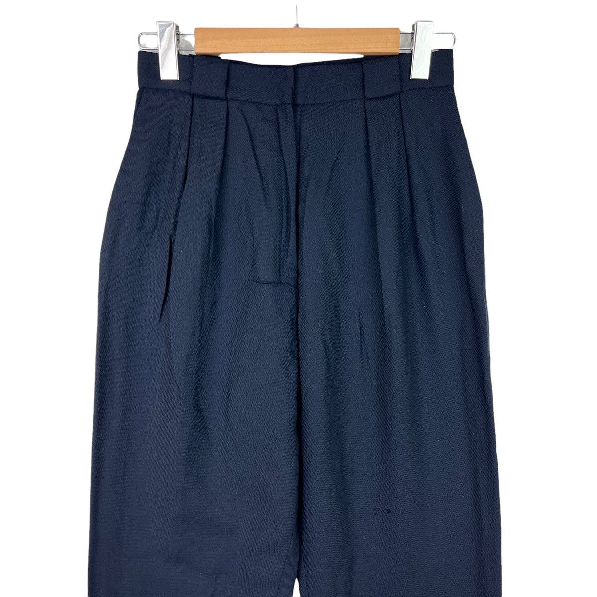 Dior Vintage Christian Dior Pleated Navy Wool Trousers L 90s Size 28" / US 6 / IT 42 - 2 Thumbnail