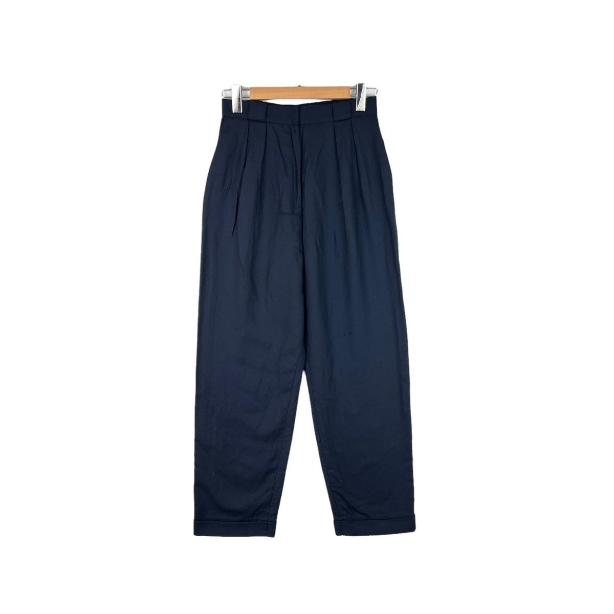 Dior Vintage Christian Dior Pleated Navy Wool Trousers L 90s Size 28" / US 6 / IT 42 - 1 Thumbnail