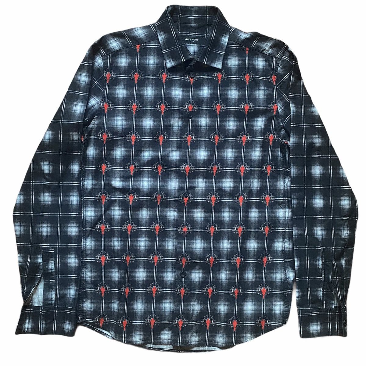 image of Givenchy Antler Plaid Tartan Shirt in Black, Men's (Size Small)