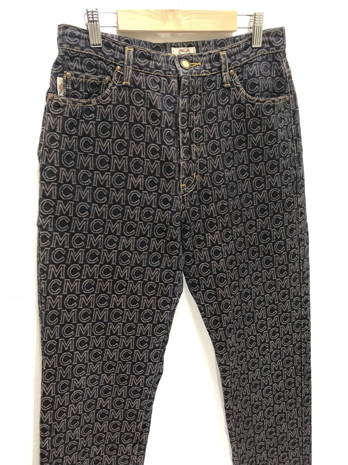 MCM MCM Monogram Full Embroidery Denim Pant Regular Size US 27 - 4 Thumbnail