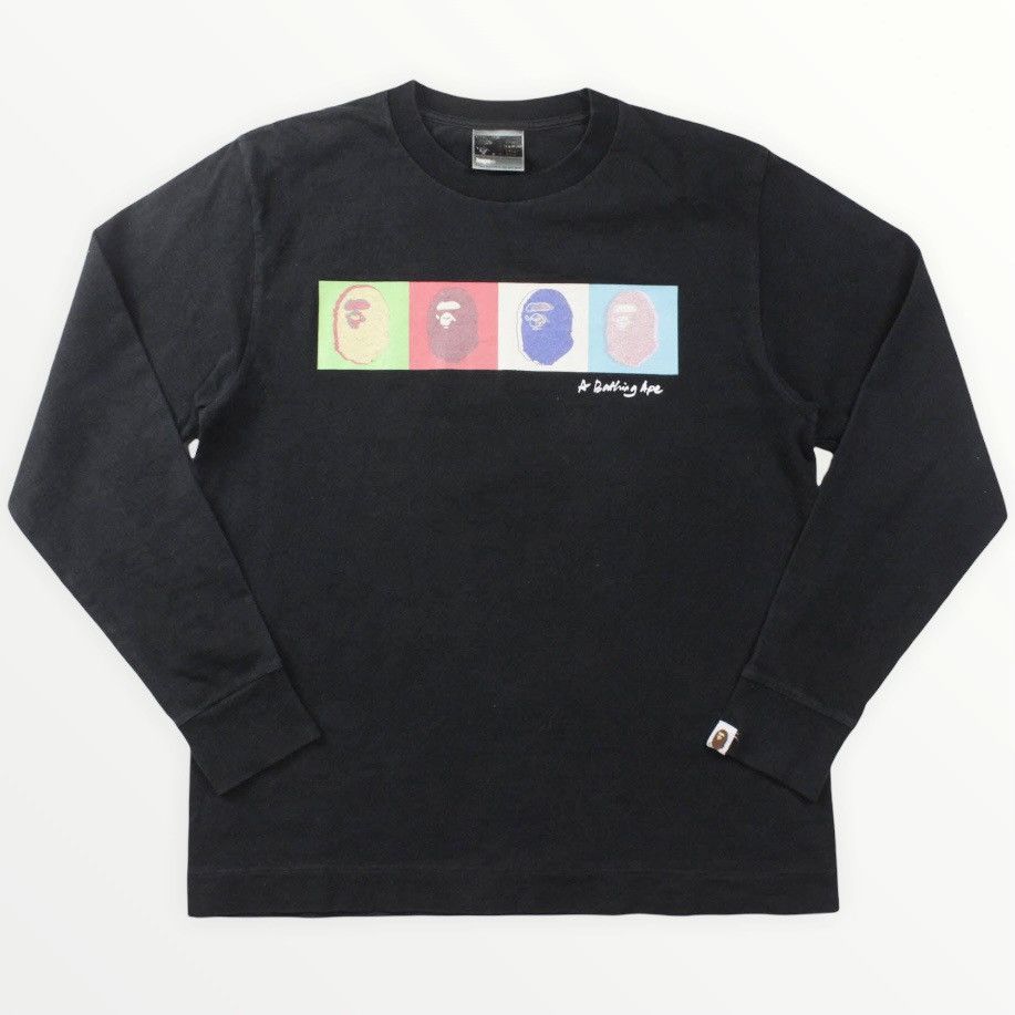 image of A Bathing Ape Bape Andy Warhol Pop Art Long Sleeve Shirt in Black, Men's (Size Small)