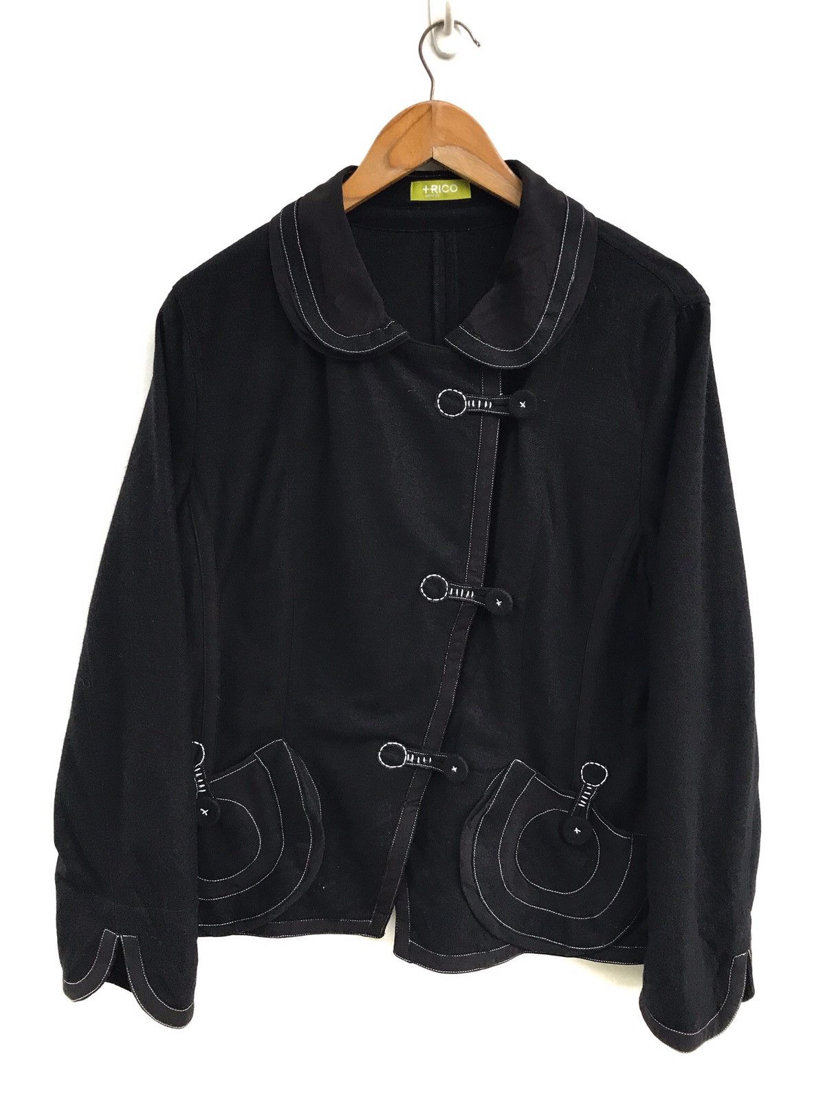 image of Hiroko Koshino Homme Hiroko Bis Black Chinese Style Oversized Jacket, Men's (Size Small)