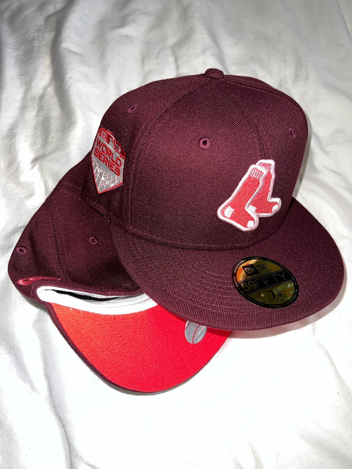 image of New Era Exclusive Boston Red Sox Fitted Burgundy Infd Sox 7 1/4 in Maroon, Men's