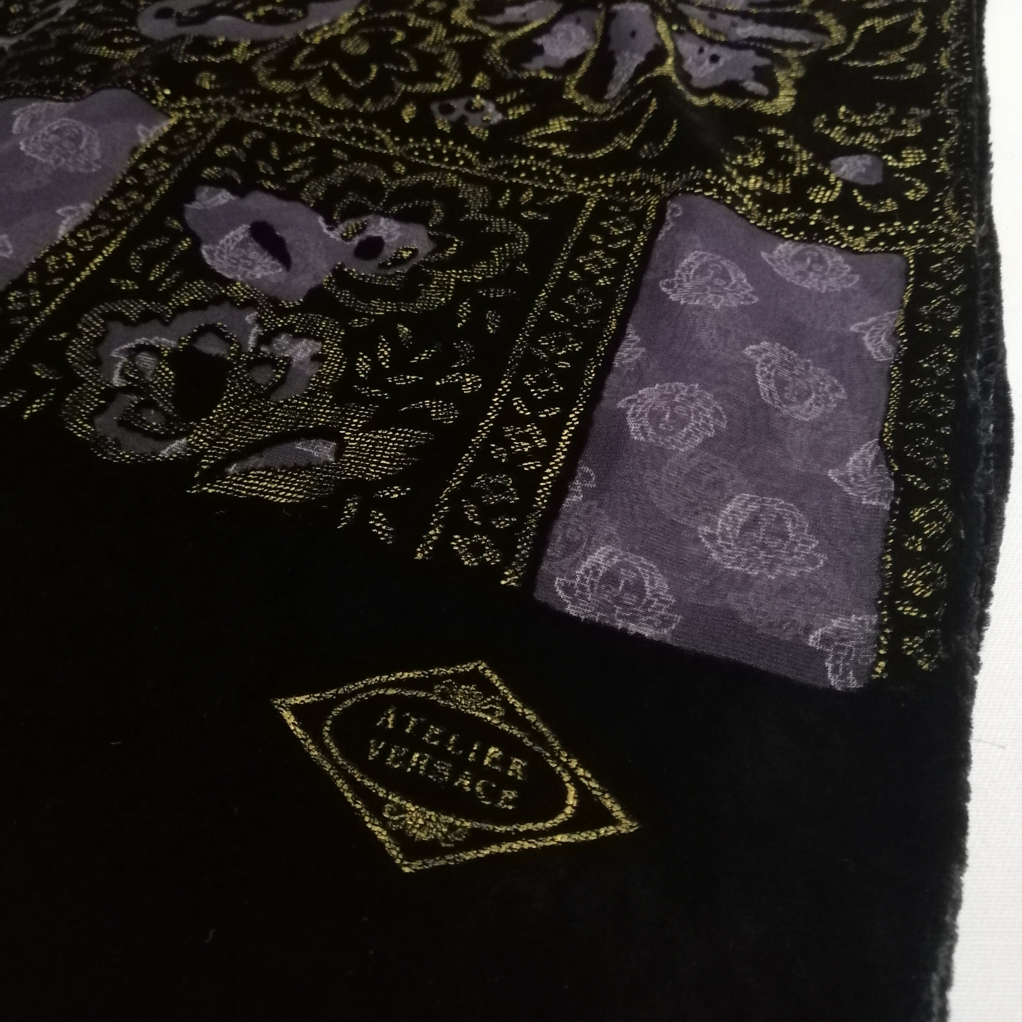 Versace 🔥Vintage Atelier Versace velvet medusa monogram scarf Size ONE SIZE - 4 Thumbnail