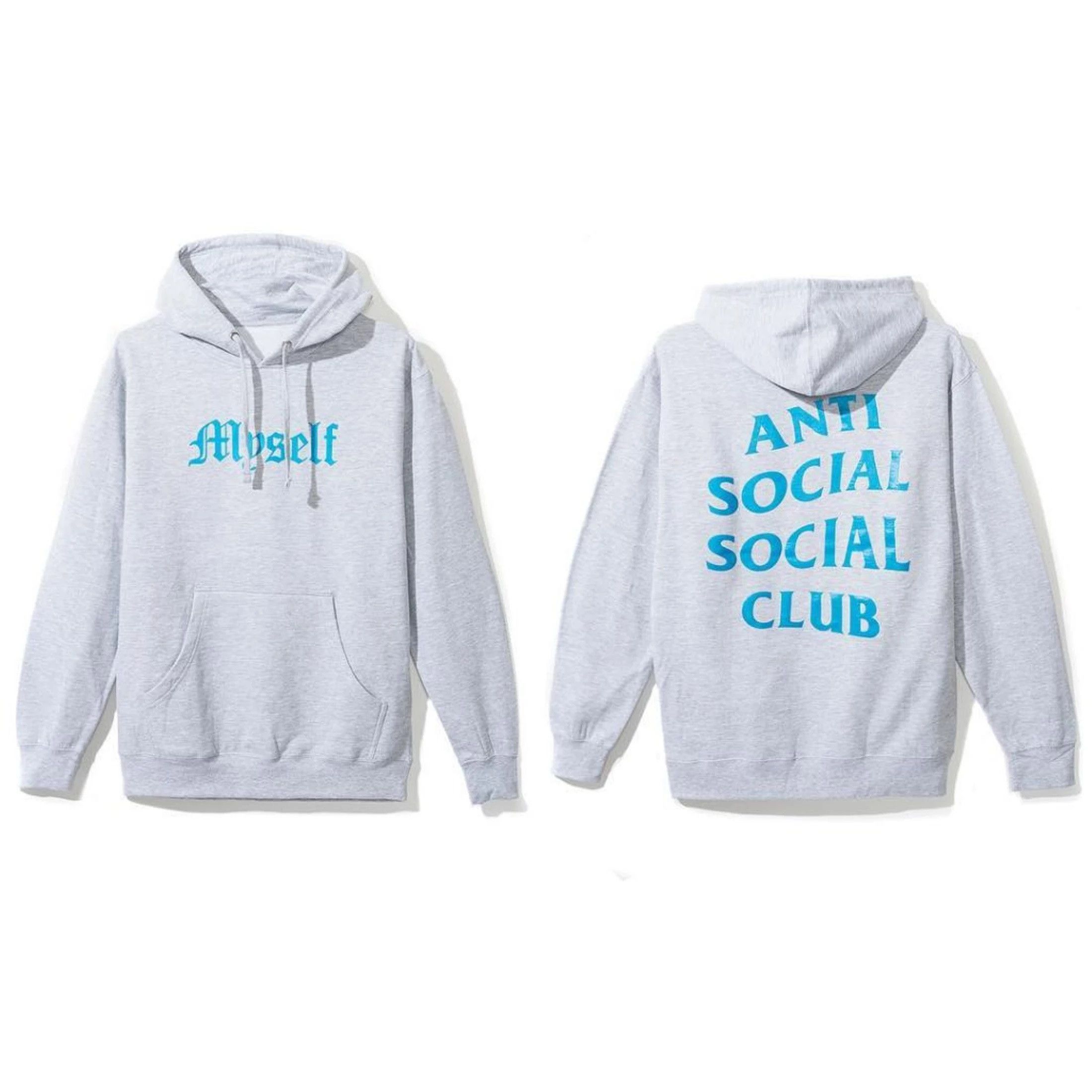 Anti Social Social Club DS ASSC Blue Logo Myself Grey Hoodie in hand Supreme Bape Size US L / EU 52-54 / 3 - 4 Thumbnail