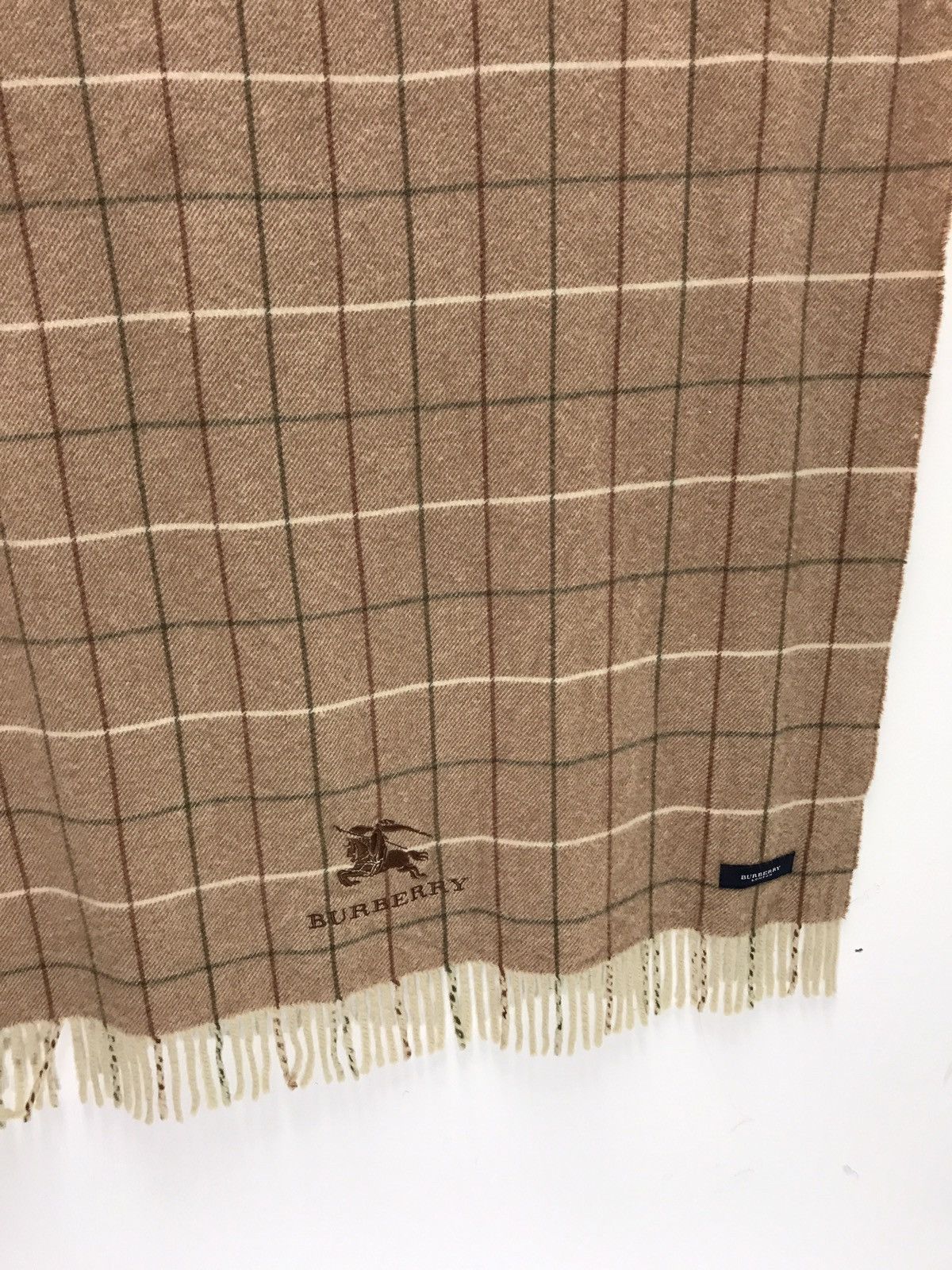 Burberry 🐎Burberry London Wool Scarf Embroidery Iconic Logo Tartan Size ONE SIZE - 3 Thumbnail