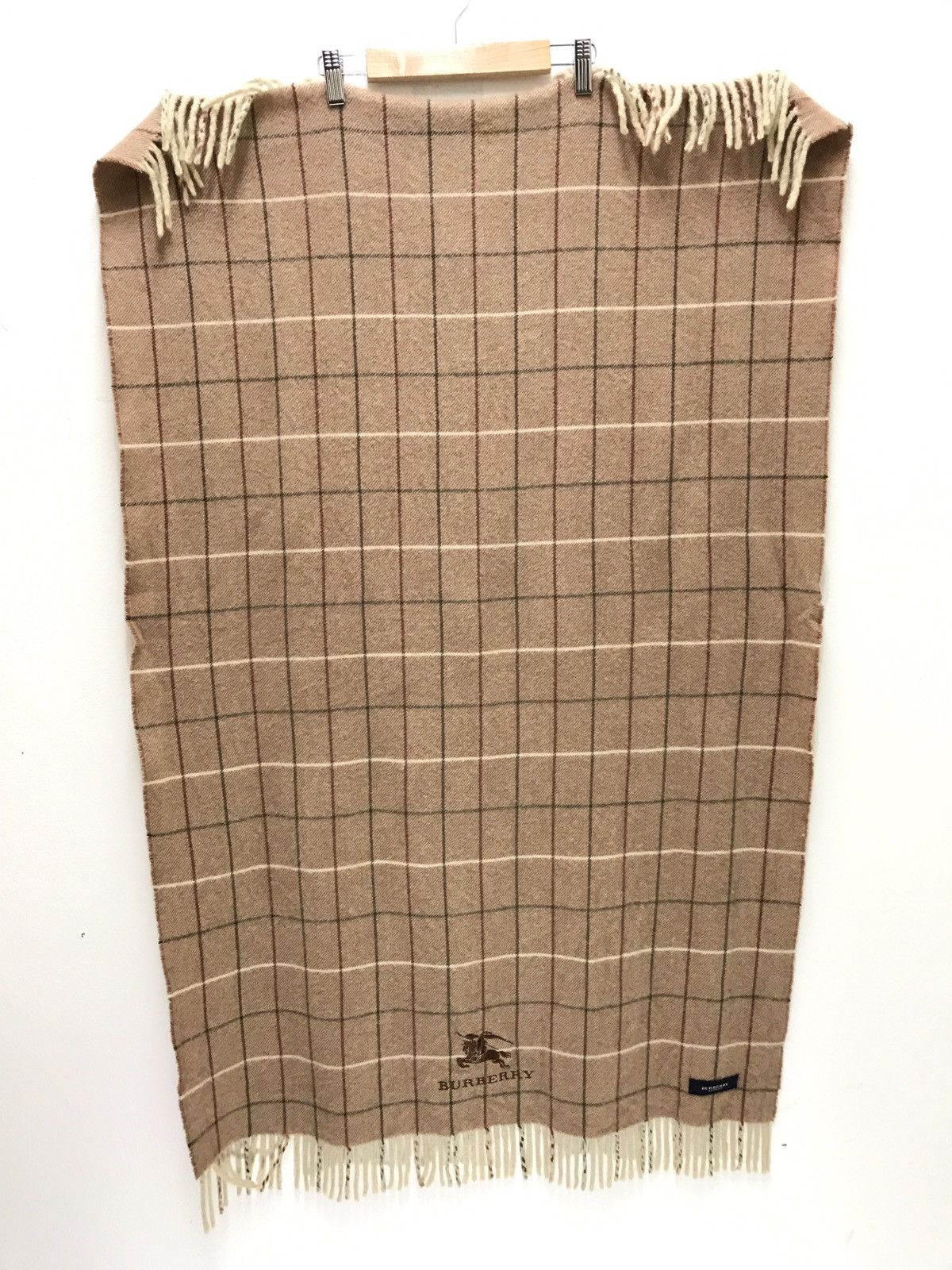 Burberry 🐎Burberry London Wool Scarf Embroidery Iconic Logo Tartan Size ONE SIZE - 2 Thumbnail