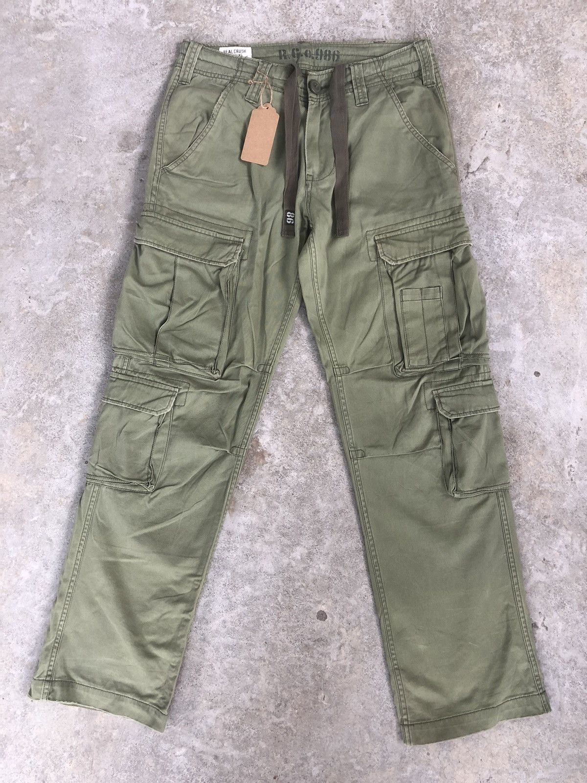 image of Seditionaries Real Crush Parachute Cargo Pants Multipocket Bondage in Green, Men's (Size 32)