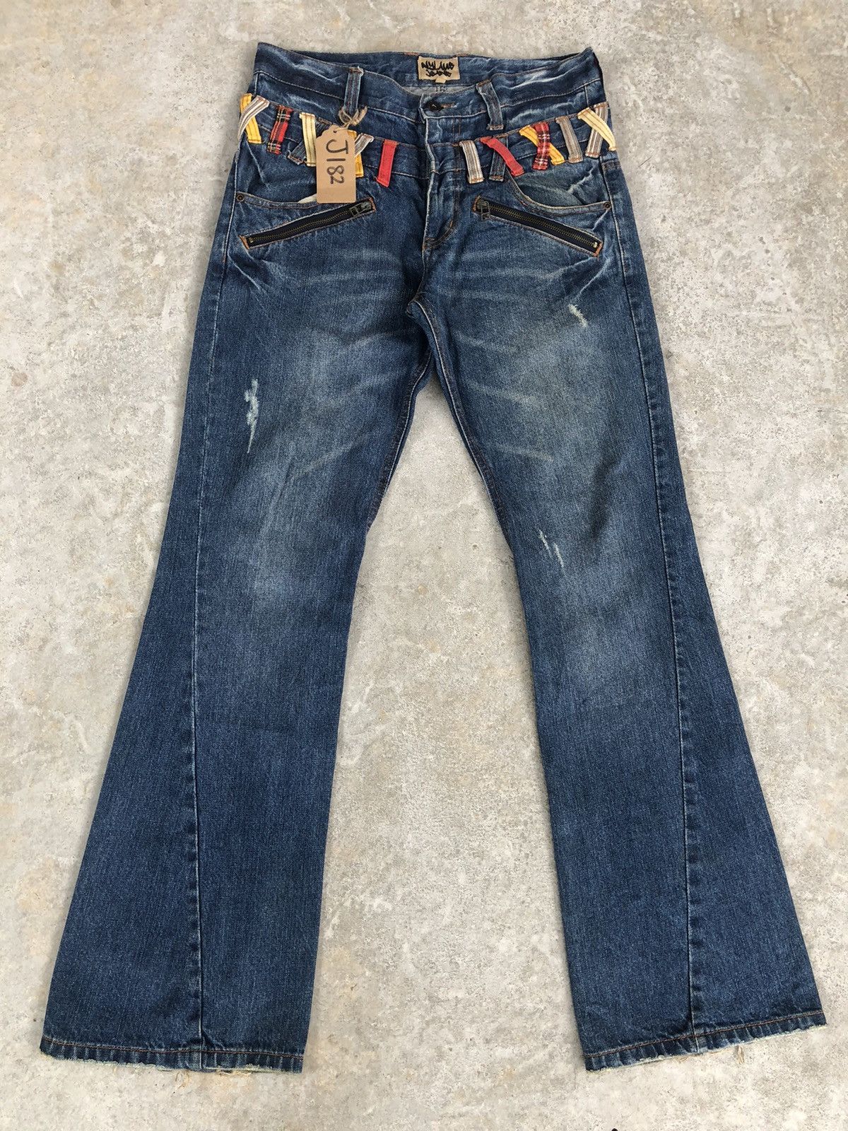 Japanese Brand Japanese Nylaus Flared Jeans Double Waist Distressed Jeans Size US 32 / EU 48 - 1 Thumbnail