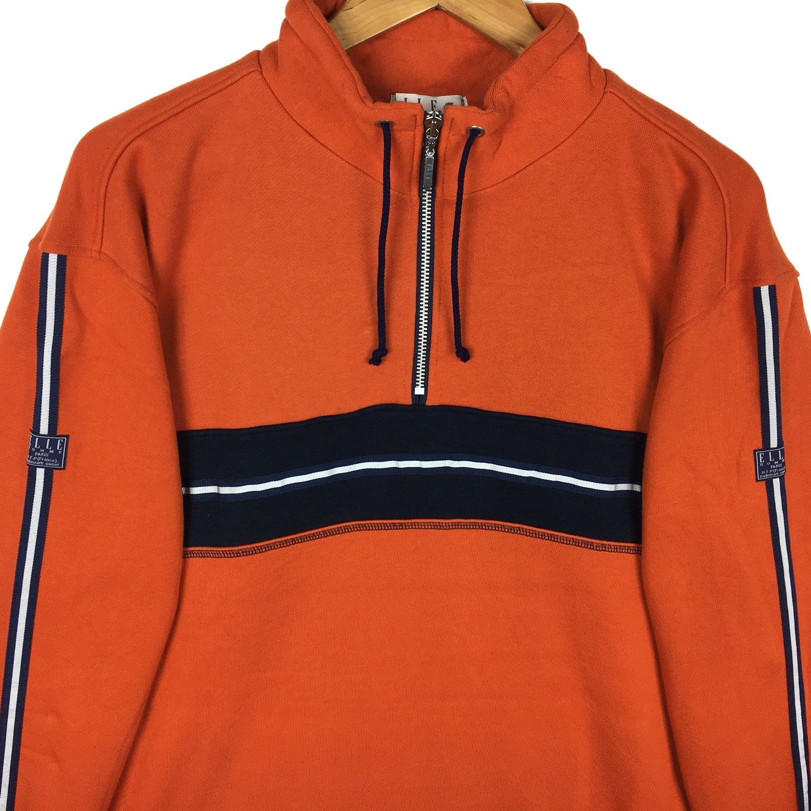 Vintage Deadstock!!! ELLE HOMME Paris Stripes Pullover Sweatshirt Size M / US 6-8 / IT 42-44 - 2 Thumbnail