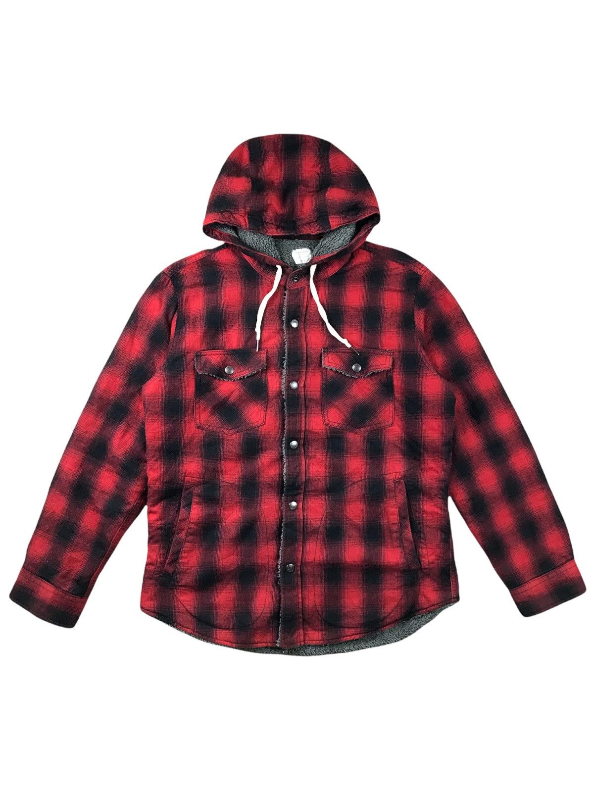 Japanese Brand BACK NUMBER Flannel Button Up Sherpa Hoodie Fleece Flannel Size US L / EU 52-54 / 3 - 1 Thumbnail