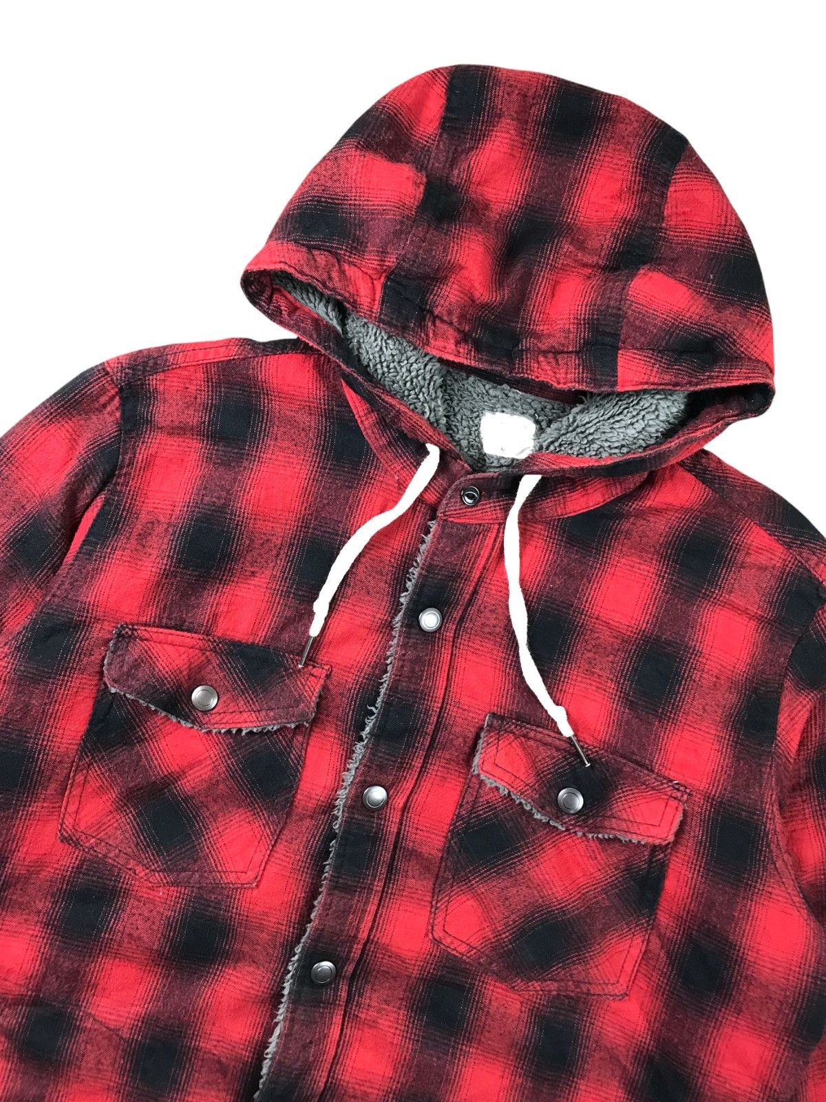 Japanese Brand BACK NUMBER Flannel Button Up Sherpa Hoodie Fleece Flannel Size US L / EU 52-54 / 3 - 4 Thumbnail