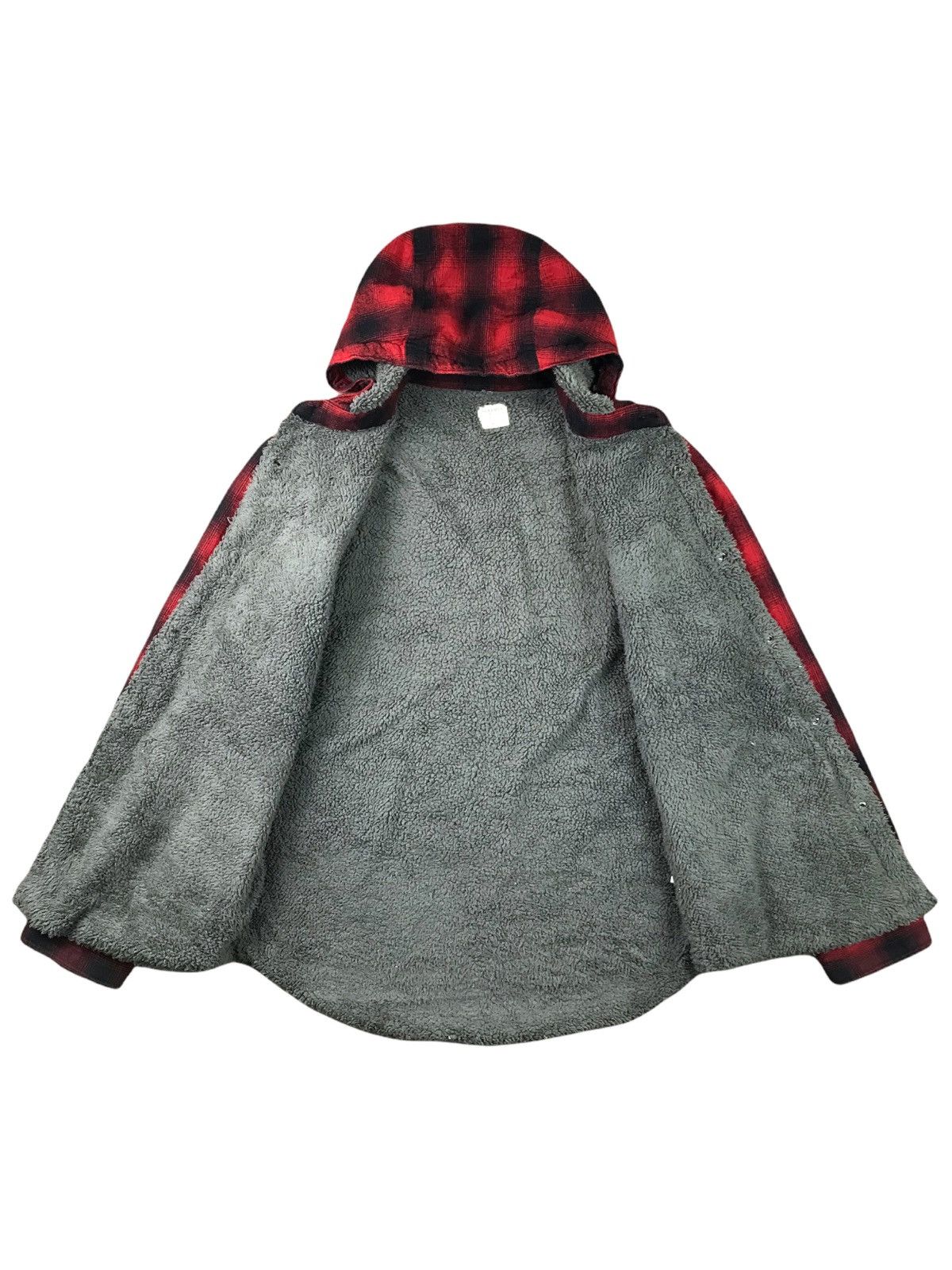 Japanese Brand BACK NUMBER Flannel Button Up Sherpa Hoodie Fleece Flannel Size US L / EU 52-54 / 3 - 3 Thumbnail