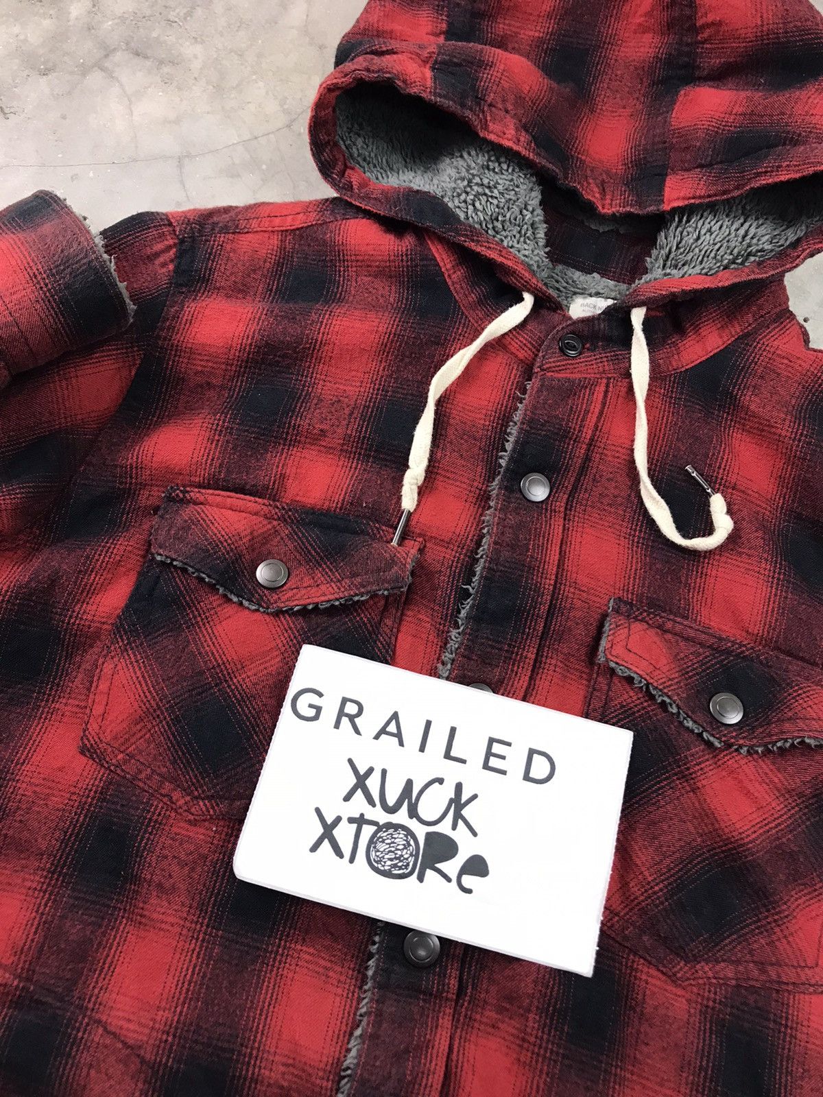 Japanese Brand BACK NUMBER Flannel Button Up Sherpa Hoodie Fleece Flannel Size US L / EU 52-54 / 3 - 14 Thumbnail