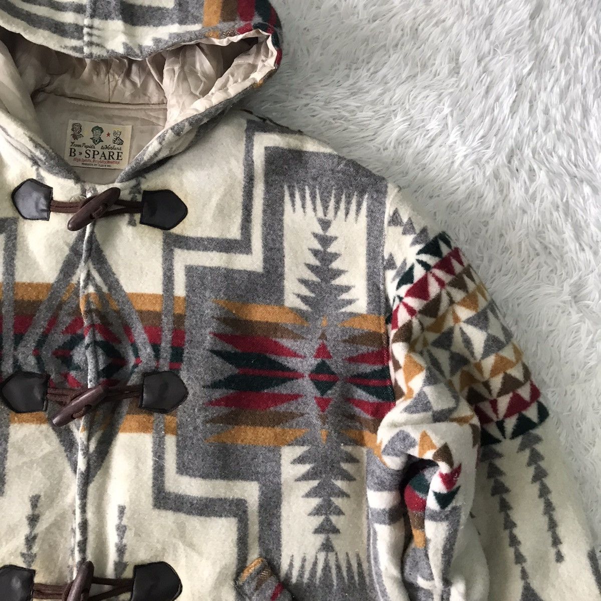Japanese Brand × Native 💥Cozy Native Navajo Style Duffle Coat Hoodie B Spare Size US L / EU 52-54 / 3 - 9 Thumbnail