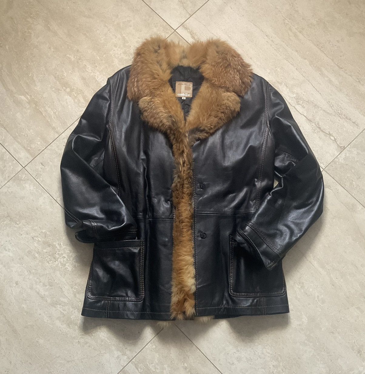 Conbipel lether jacket with some fur parts