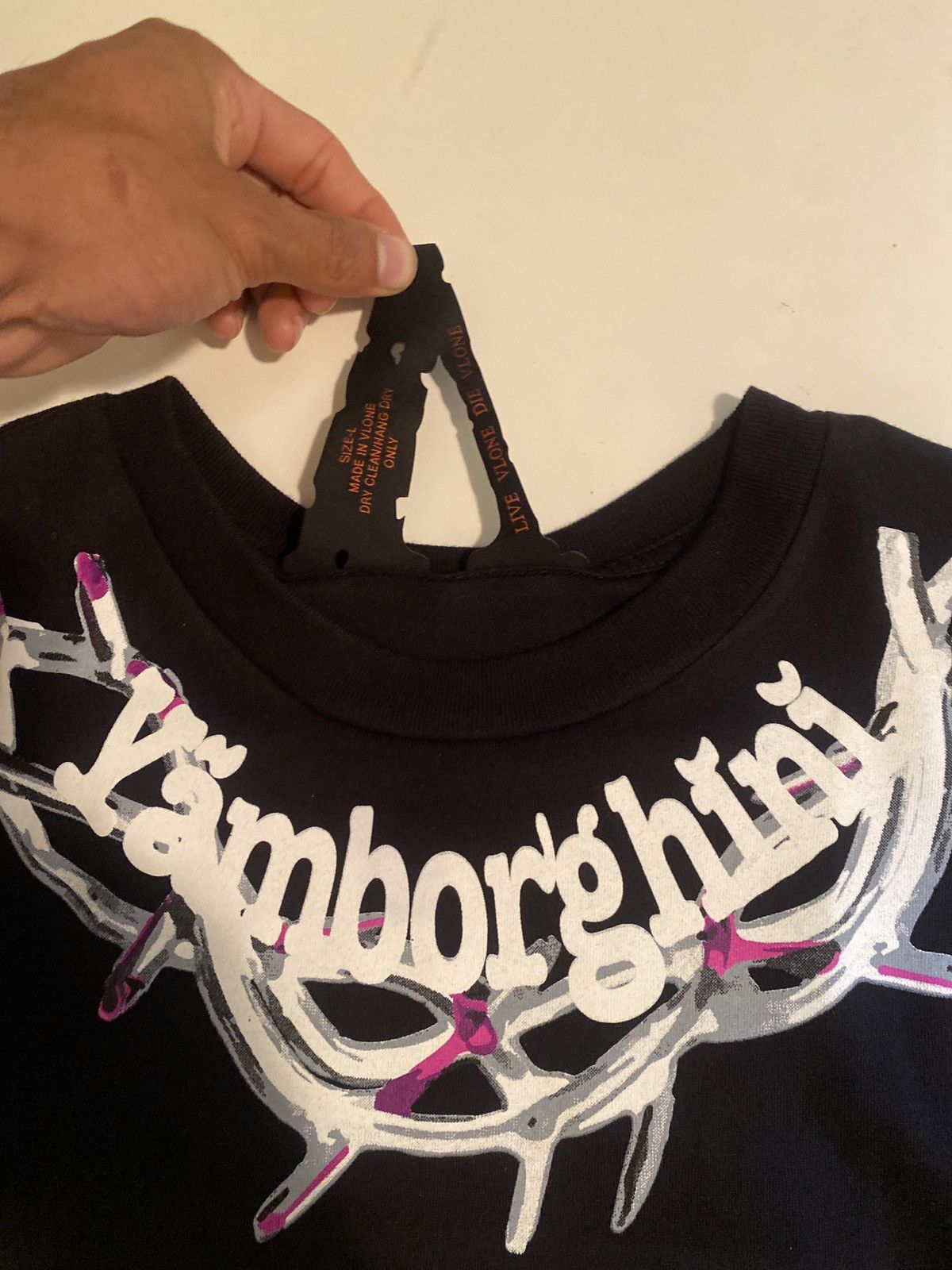 Vlone Yamborghini Jesus piece T-shirt Size US L / EU 52-54 / 3 - 3 Thumbnail