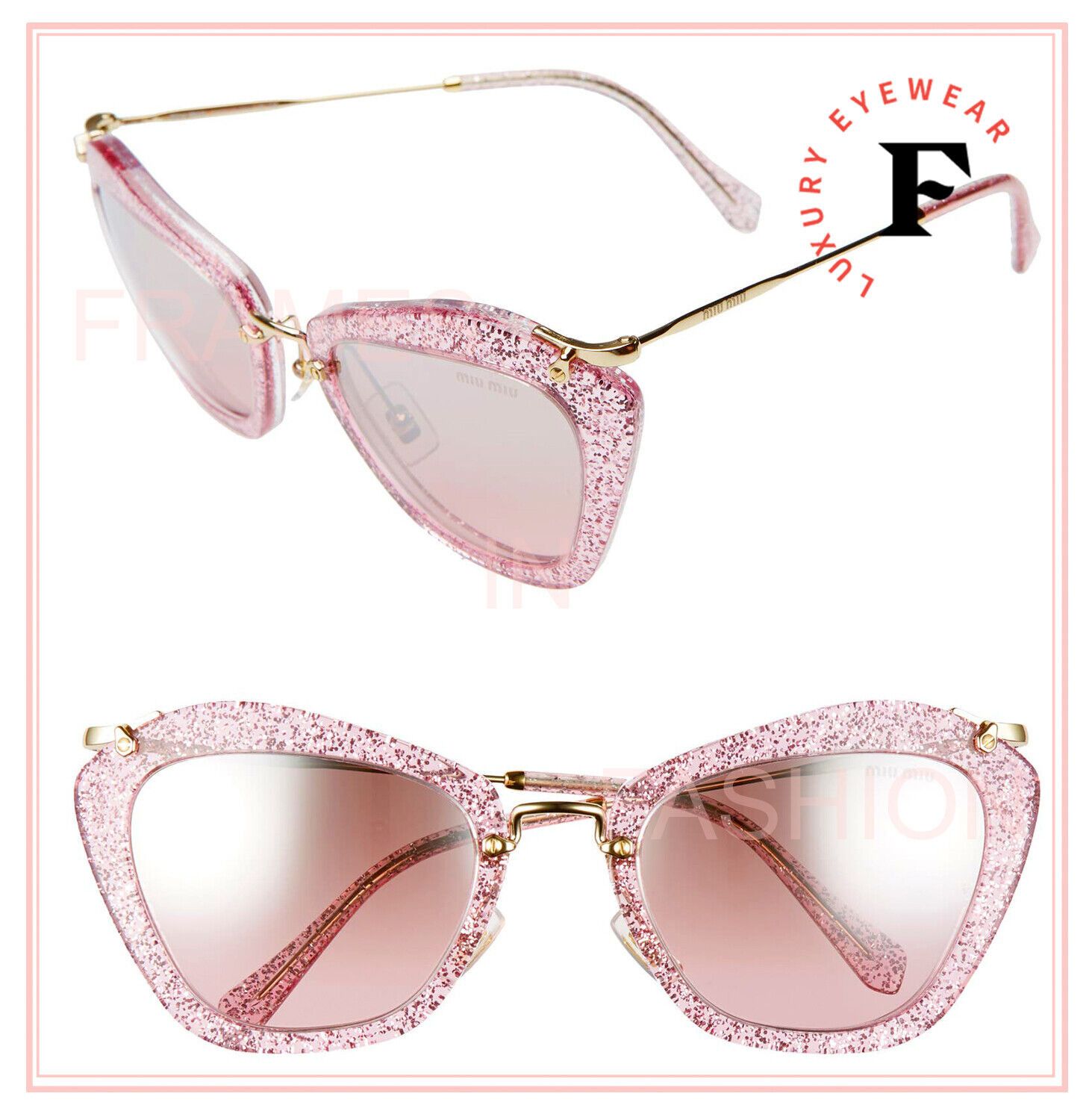 MIU MIU NOIR Special Project 10N Gold Pink Sunglasses MU10NS - Main Image