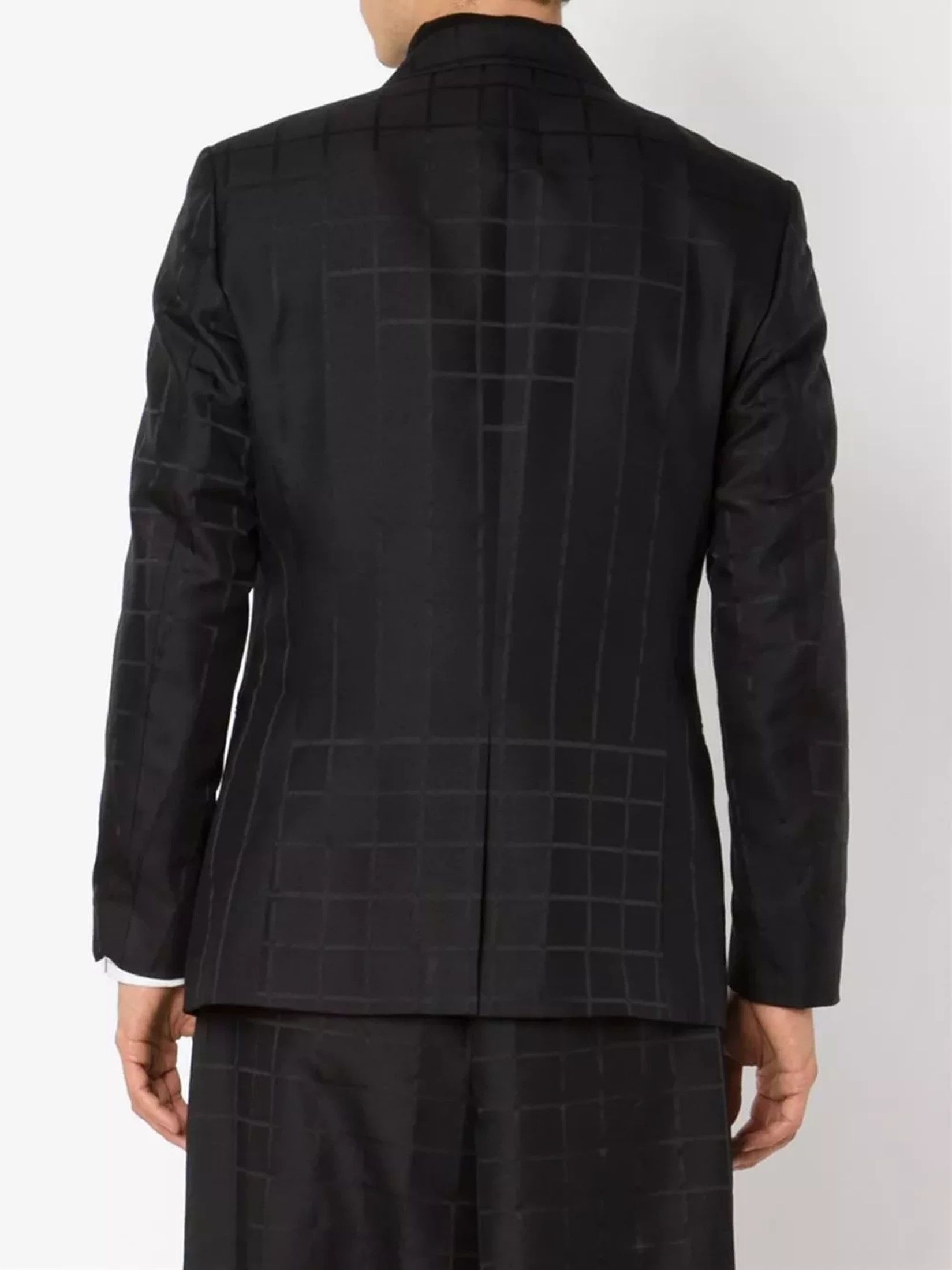 Issey Miyake Black Wool Blend Grid Blazer Size 48R - 4 Thumbnail