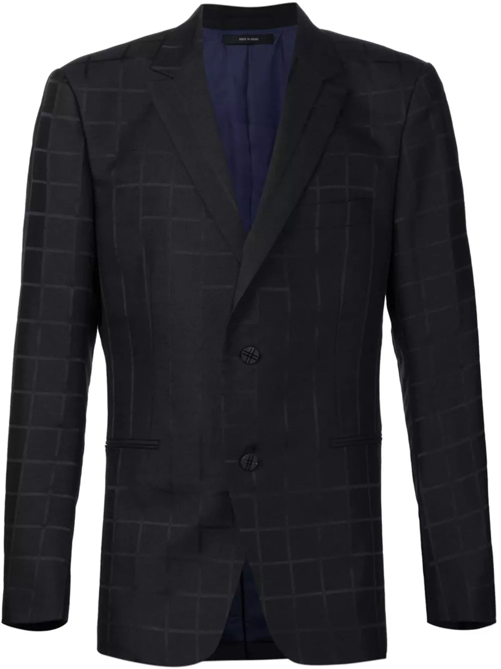 Issey Miyake Black Wool Blend Grid Blazer Size 48R - 1 Thumbnail