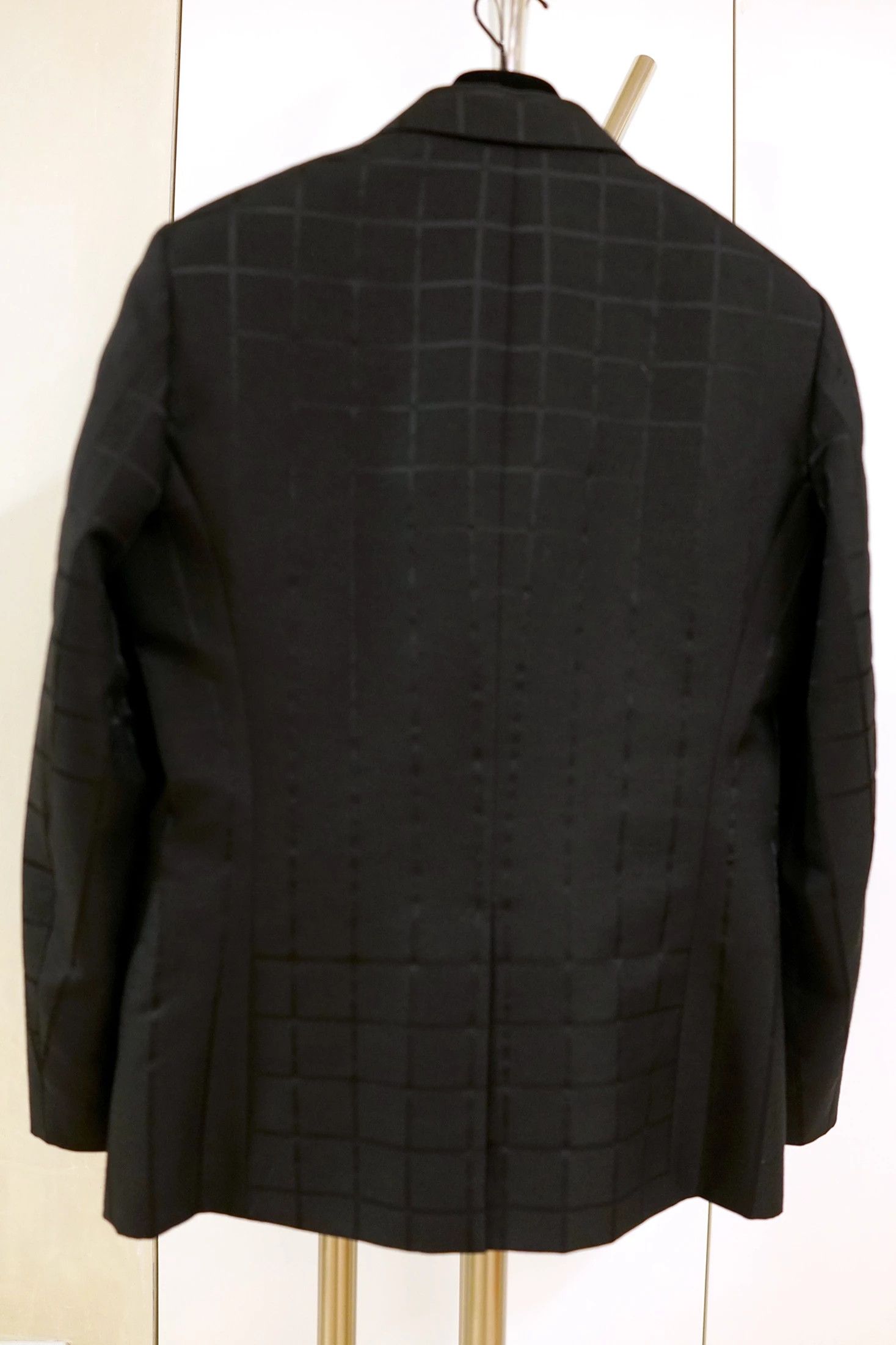 Issey Miyake Black Wool Blend Grid Blazer Size 48R - 6 Thumbnail