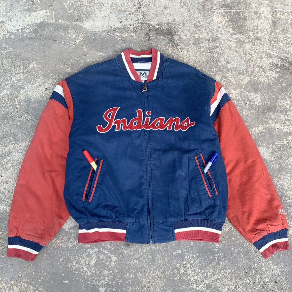 MLB VINTAGE 90s CLEVELAND INDIANS BOMBER JACKET EMBROIDERED LOGO Size US L / EU 52-54 / 3 - 3 Thumbnail